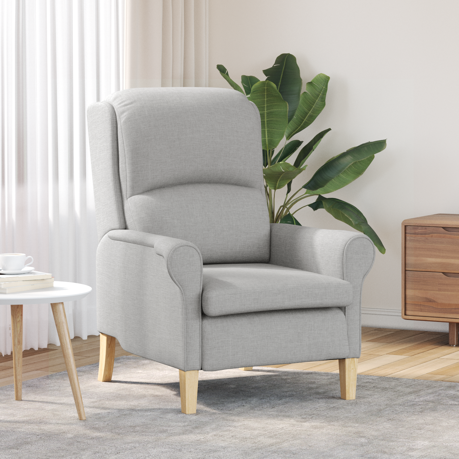 Modern Armchair Cloud Grey Polyester Fabric Medium