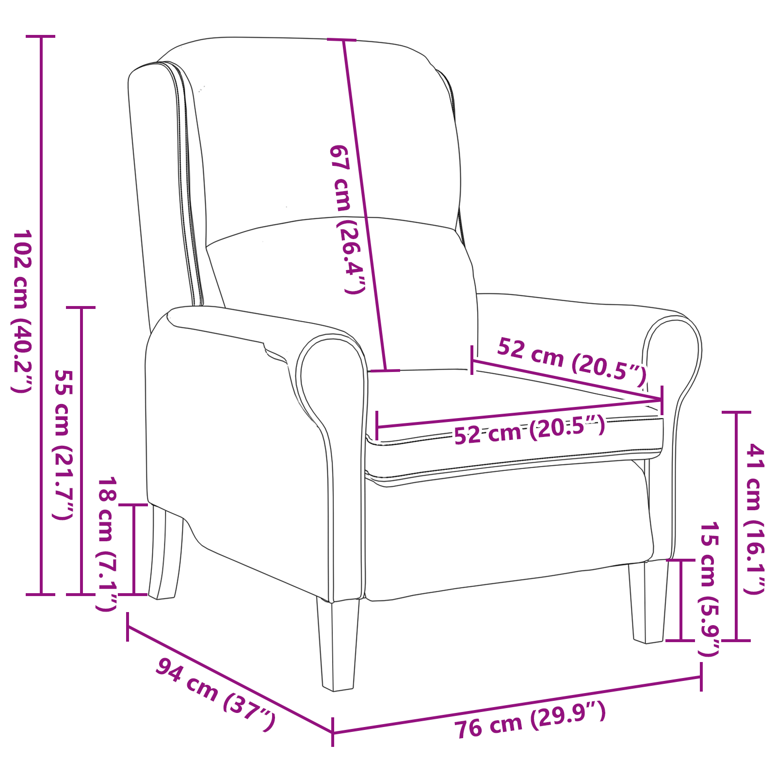 Modern Armchair Pink Polyester fabric, Wood Medium Ergonomic - Image 9