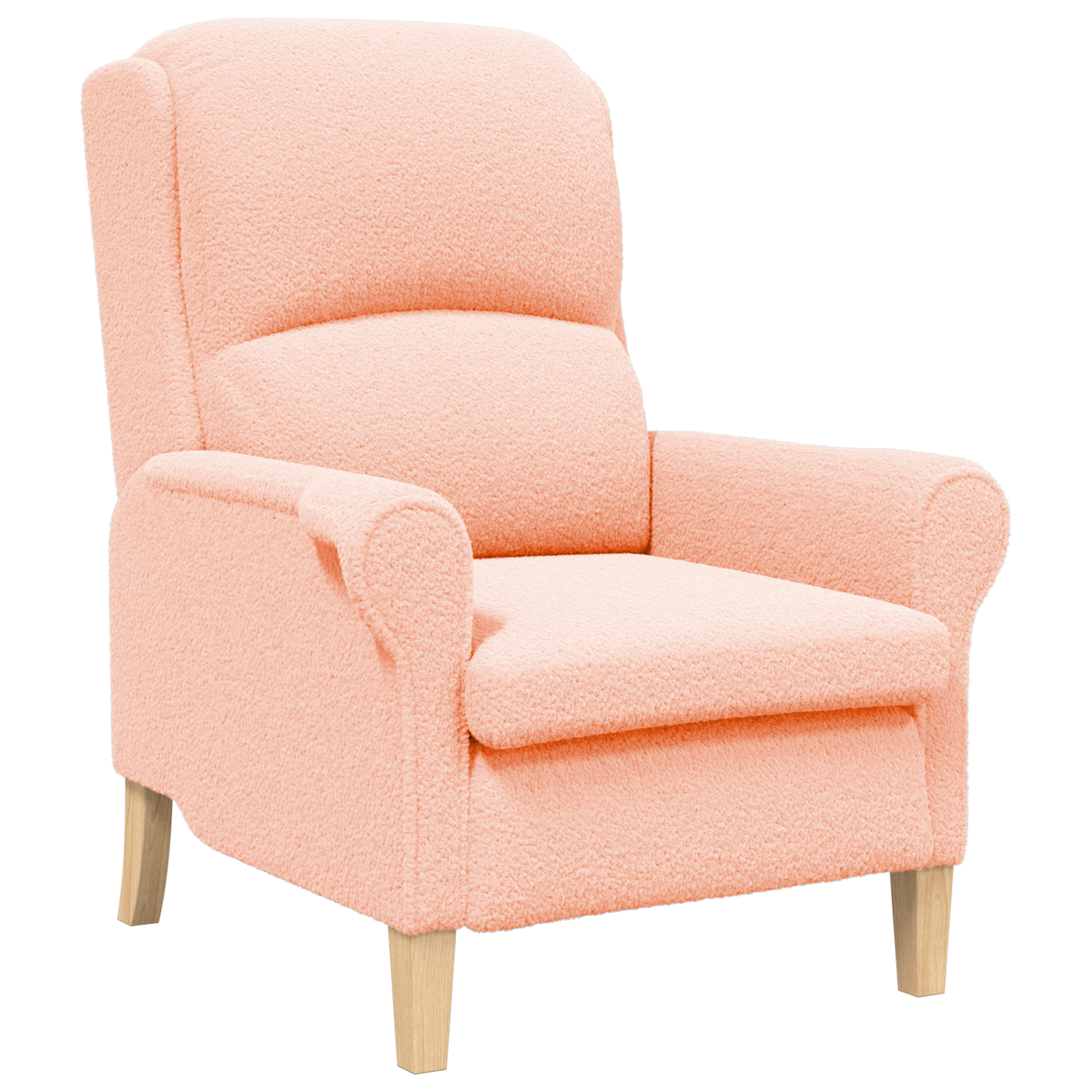Ergonomic Armchair Pink Fabric, Wood Medium Ergonomic - Image 2