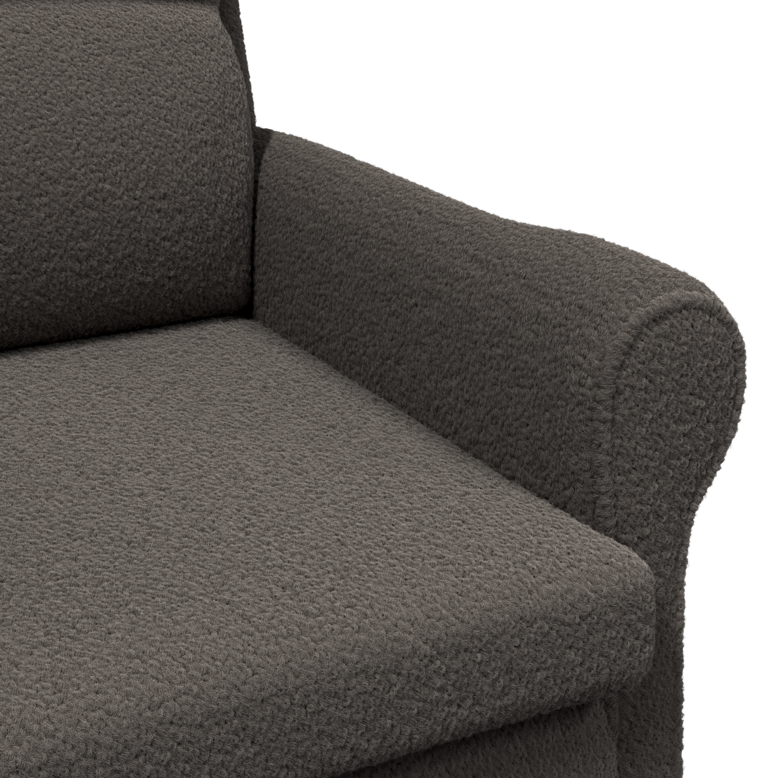Ergonomic Armchair Dark Grey Fabric Upholstery with Wood Legs - Image 7