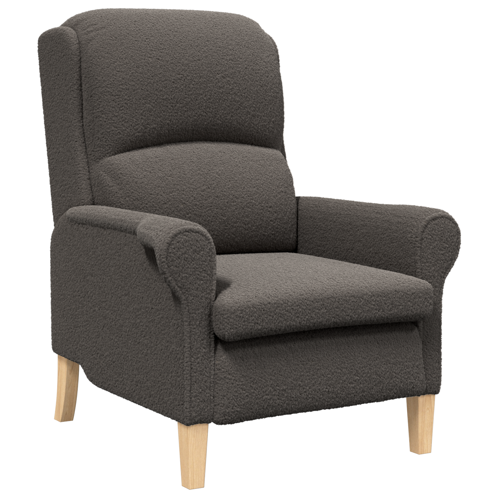 Ergonomic Armchair Dark Grey Fabric Upholstery with Wood Legs - Image 2