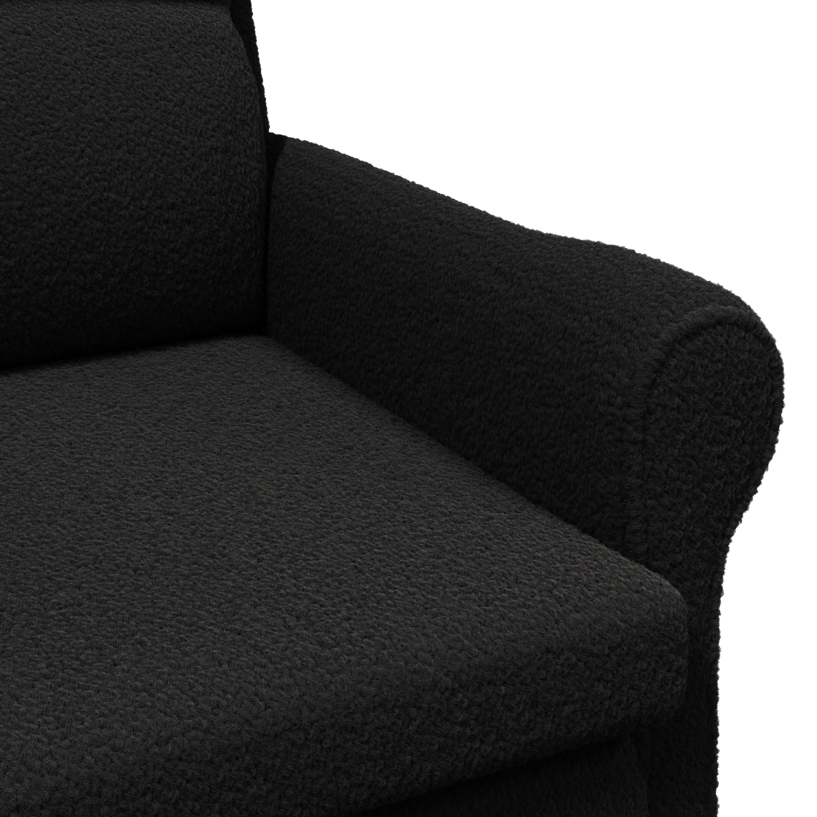 Ergonomic Armchair Black Fabric, Wood Standard Ergonomic - Image 7
