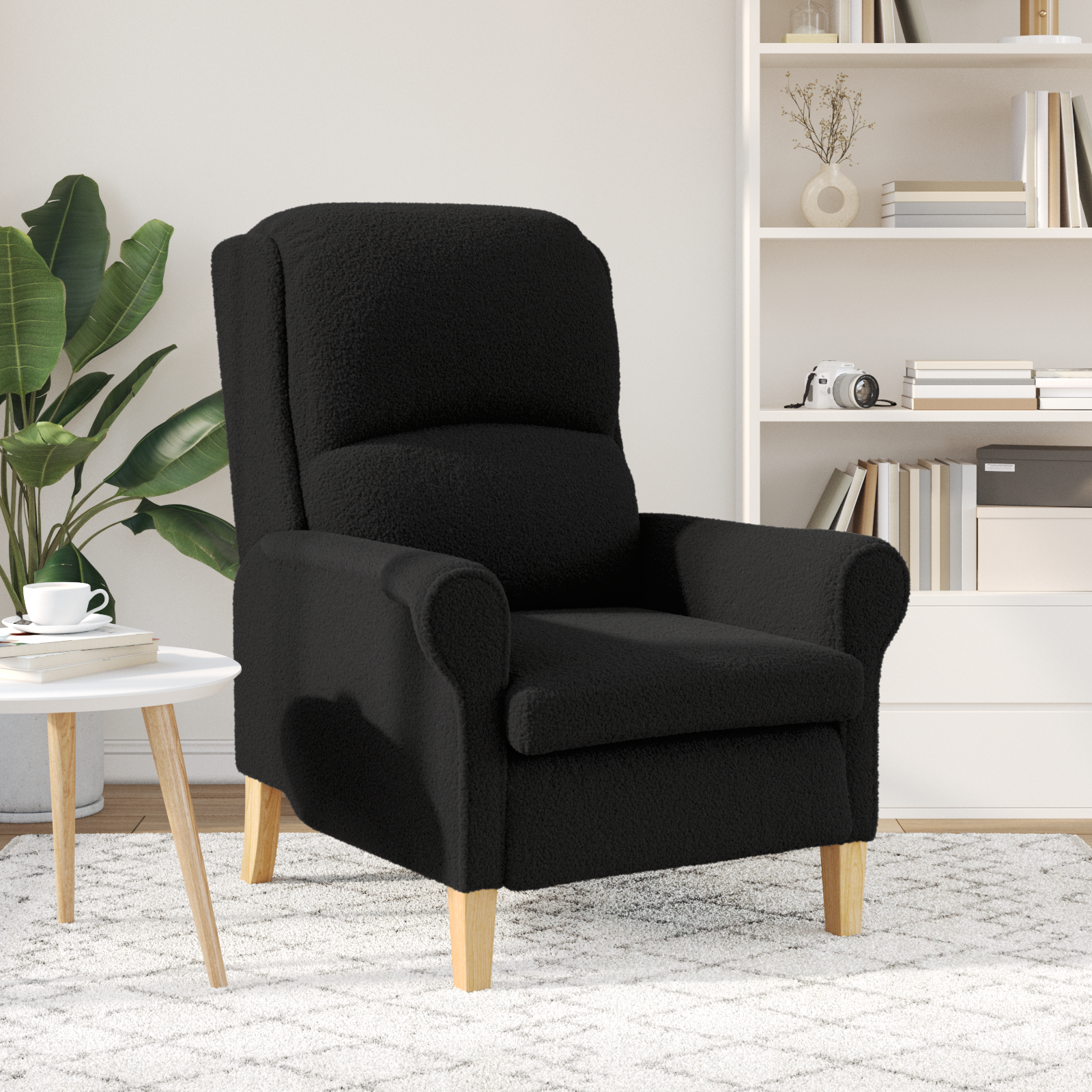 Ergonomic Armchair Black Fabric, Wood Standard Ergonomic - Image 3