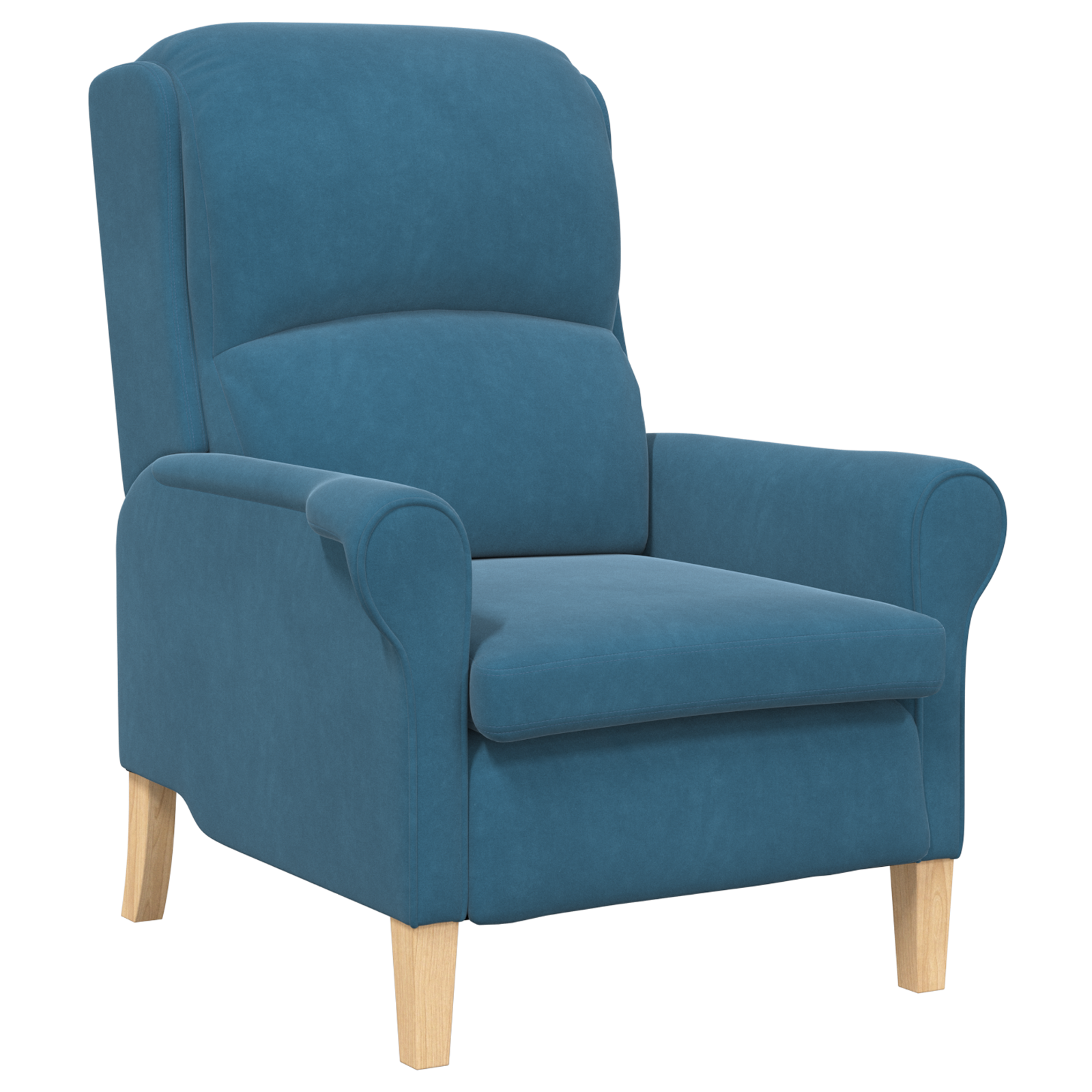 Blue Armchair Blue Fabric, Wood Standard Ergonomic - Image 2