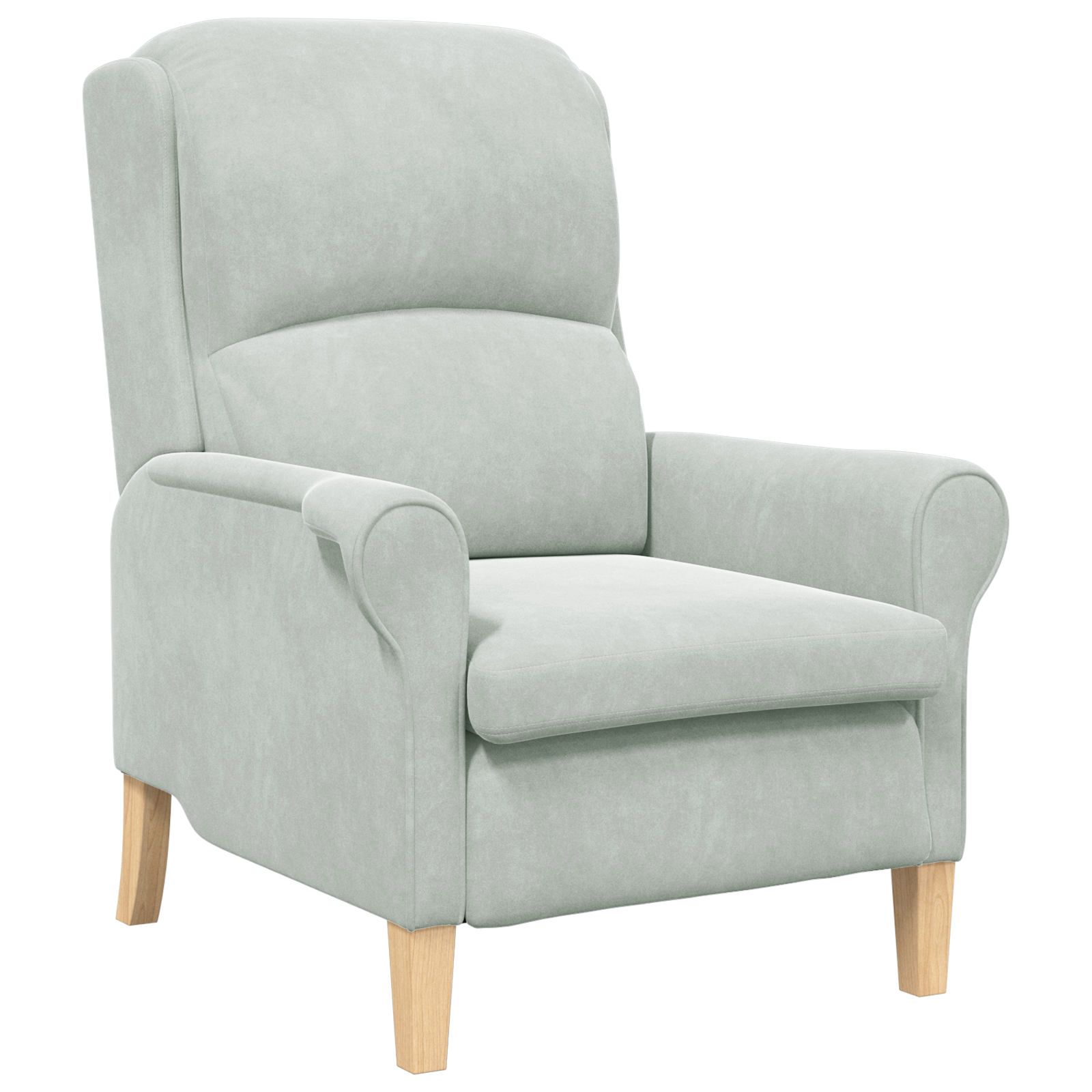 Light Grey Armchair Light grey Fabric cover with wooden legs - Image 2