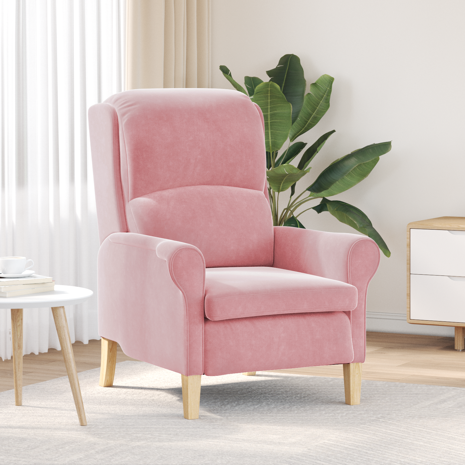 Dusty Pink Armchair Dusty Pink Polyester covering, Wooden frame