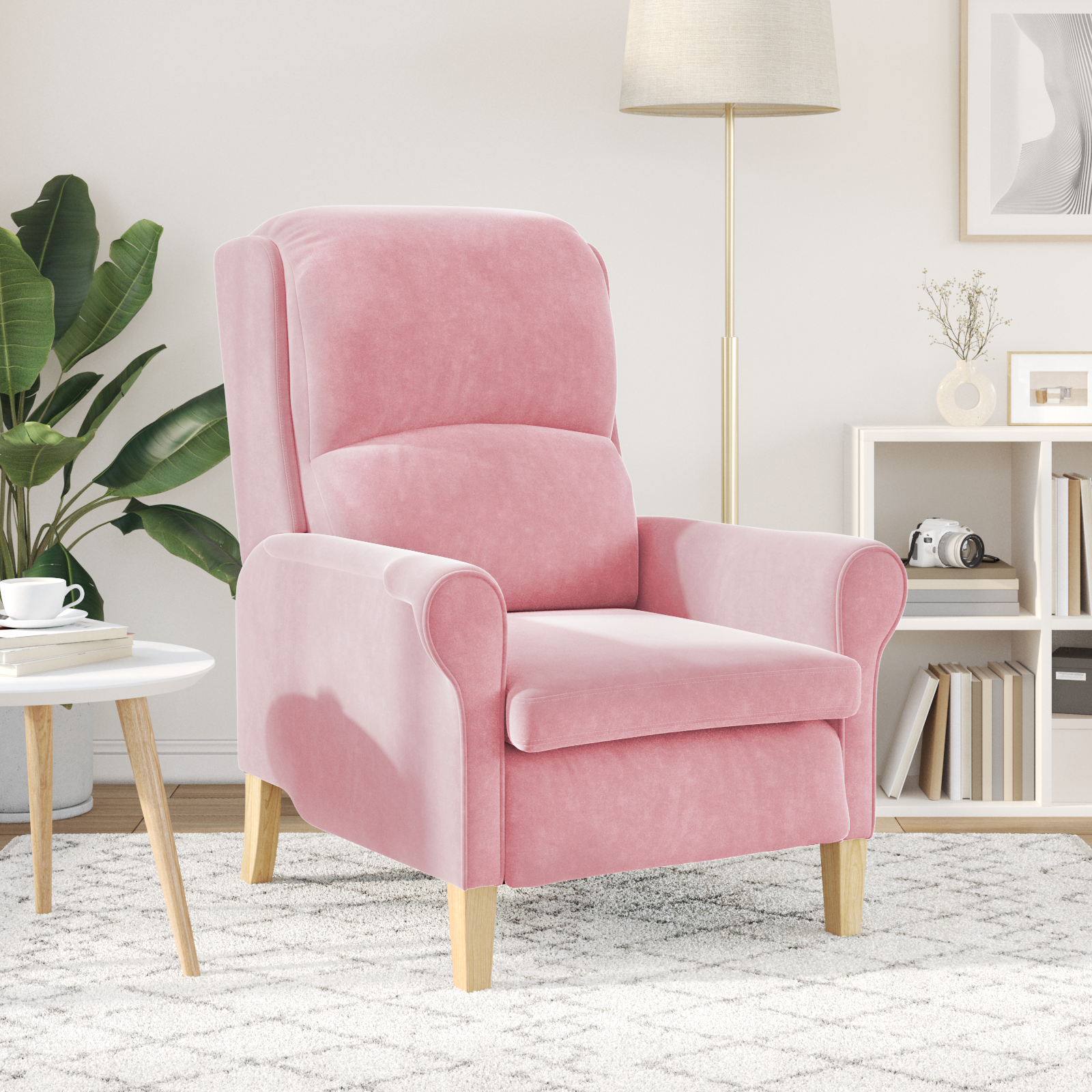 Dusty Pink Armchair Dusty Pink Polyester covering, Wooden frame - Image 3