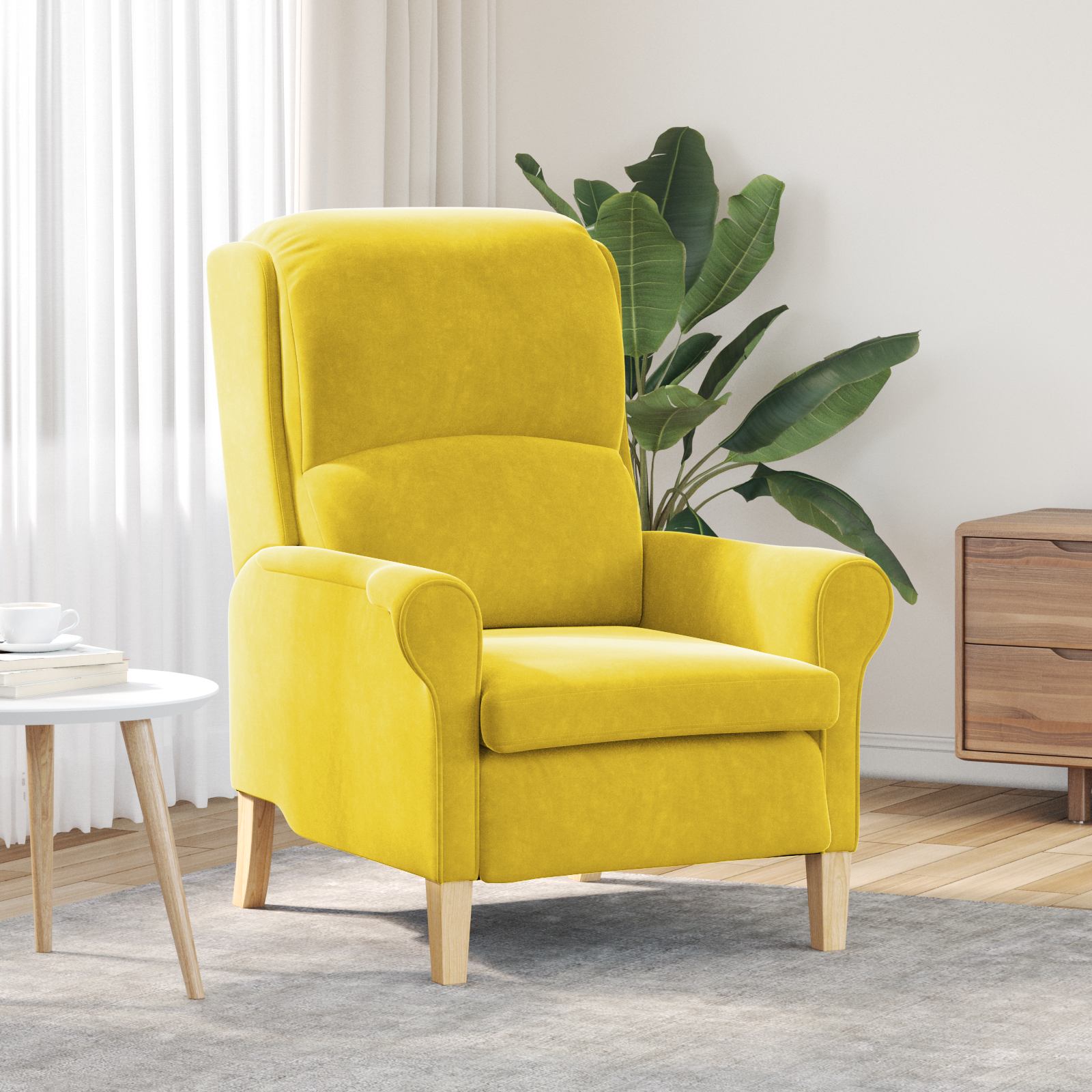 Yellow Armchair Yellow Textile, Wood Standard Yellow Armchair