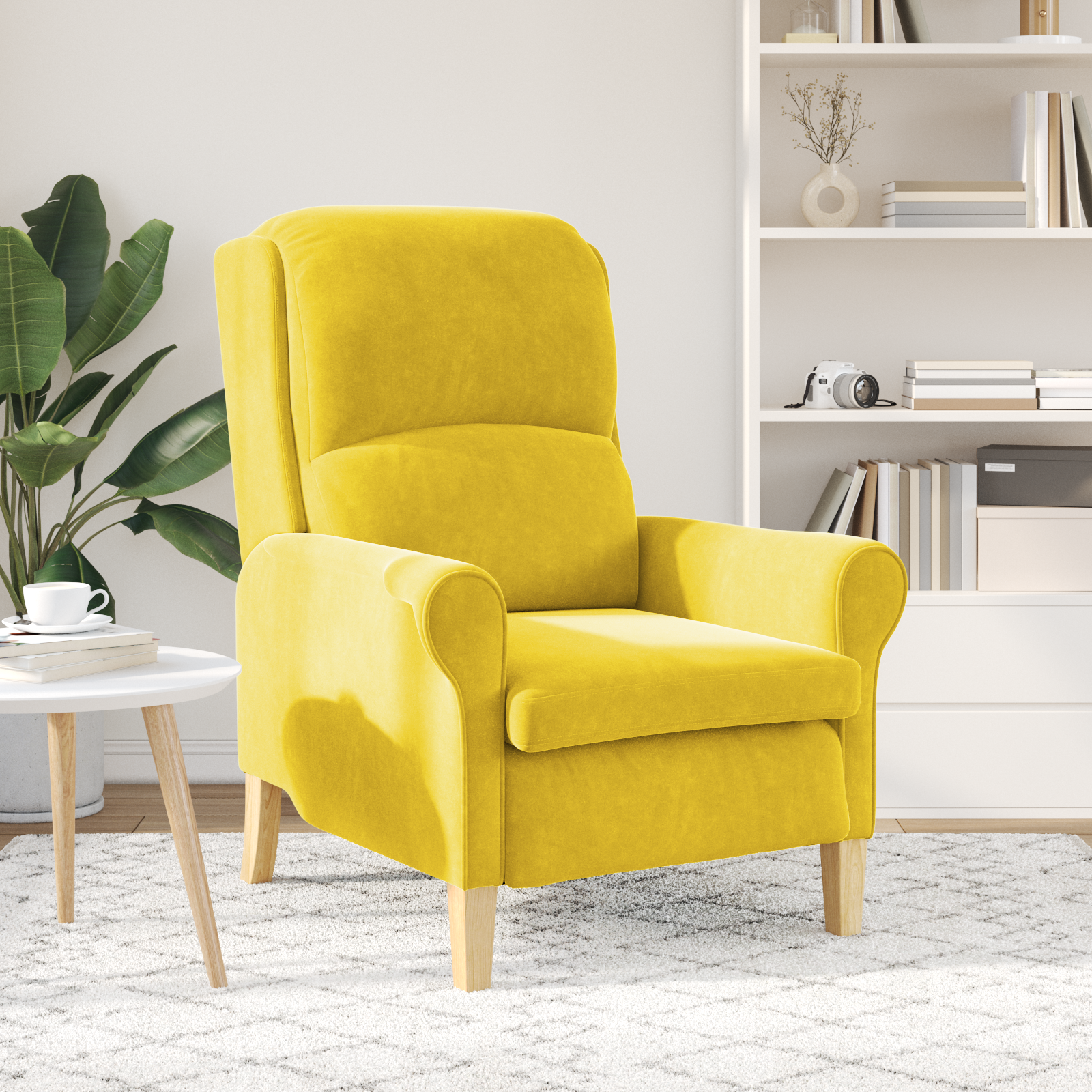 Yellow Armchair Yellow Textile, Wood Standard Yellow Armchair - Image 3