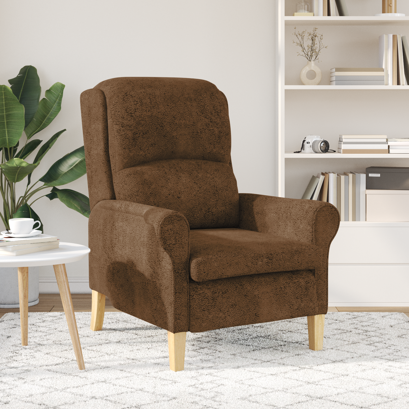 Thumbnail - vidaXL Moderner Sessel Braun Stoff, Holz Standard Ergonomisch Sessel