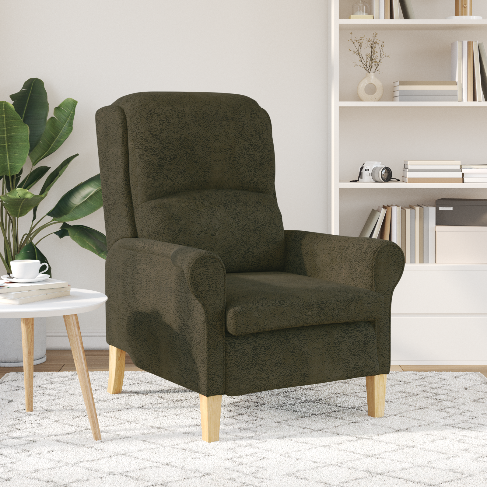 Contemporary Armchair Army green Fabric, Wood Medium Ergonomic - Image 3