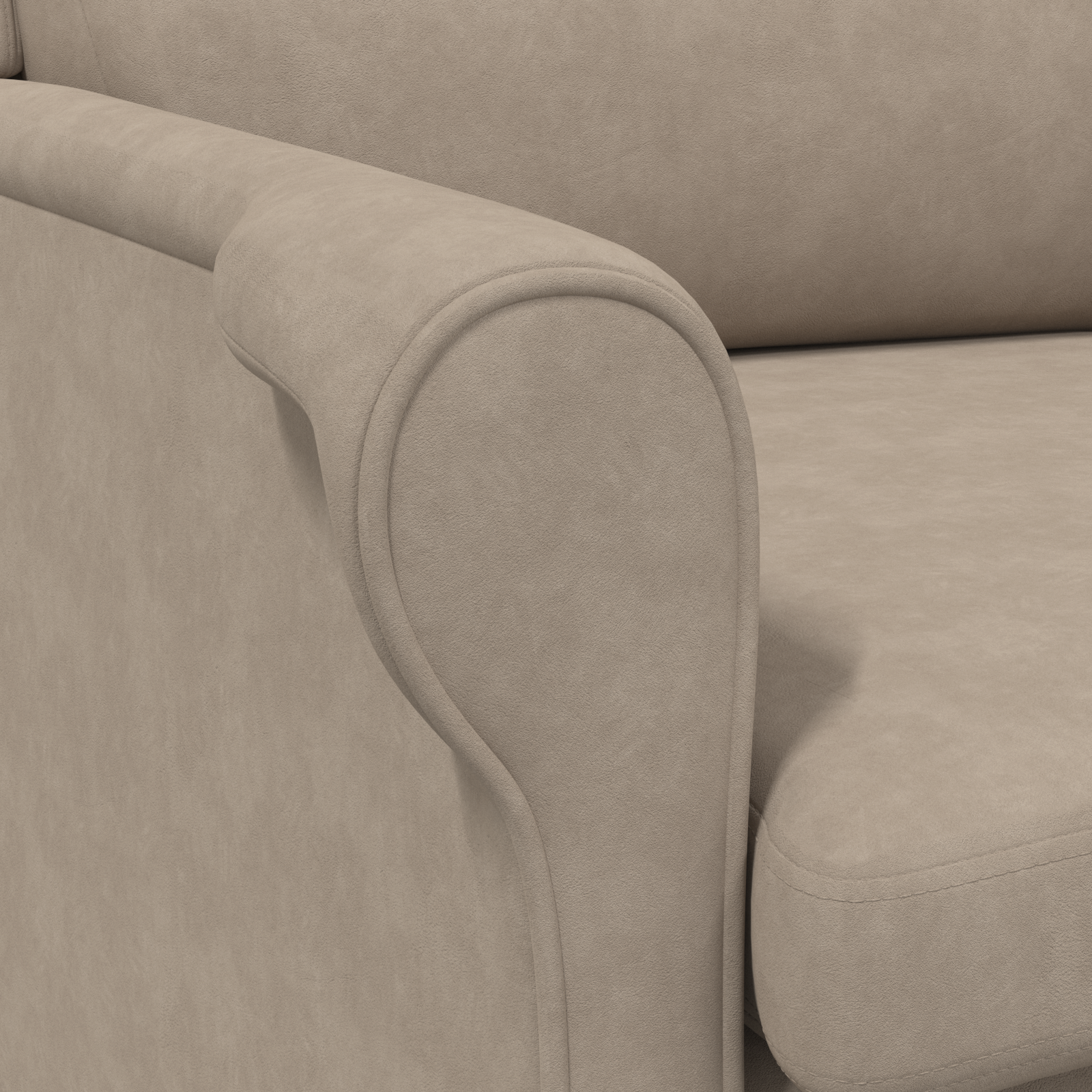 Taupe Armchair Taupe Fabric, Wood Standard Taupe Armchair - Image 8