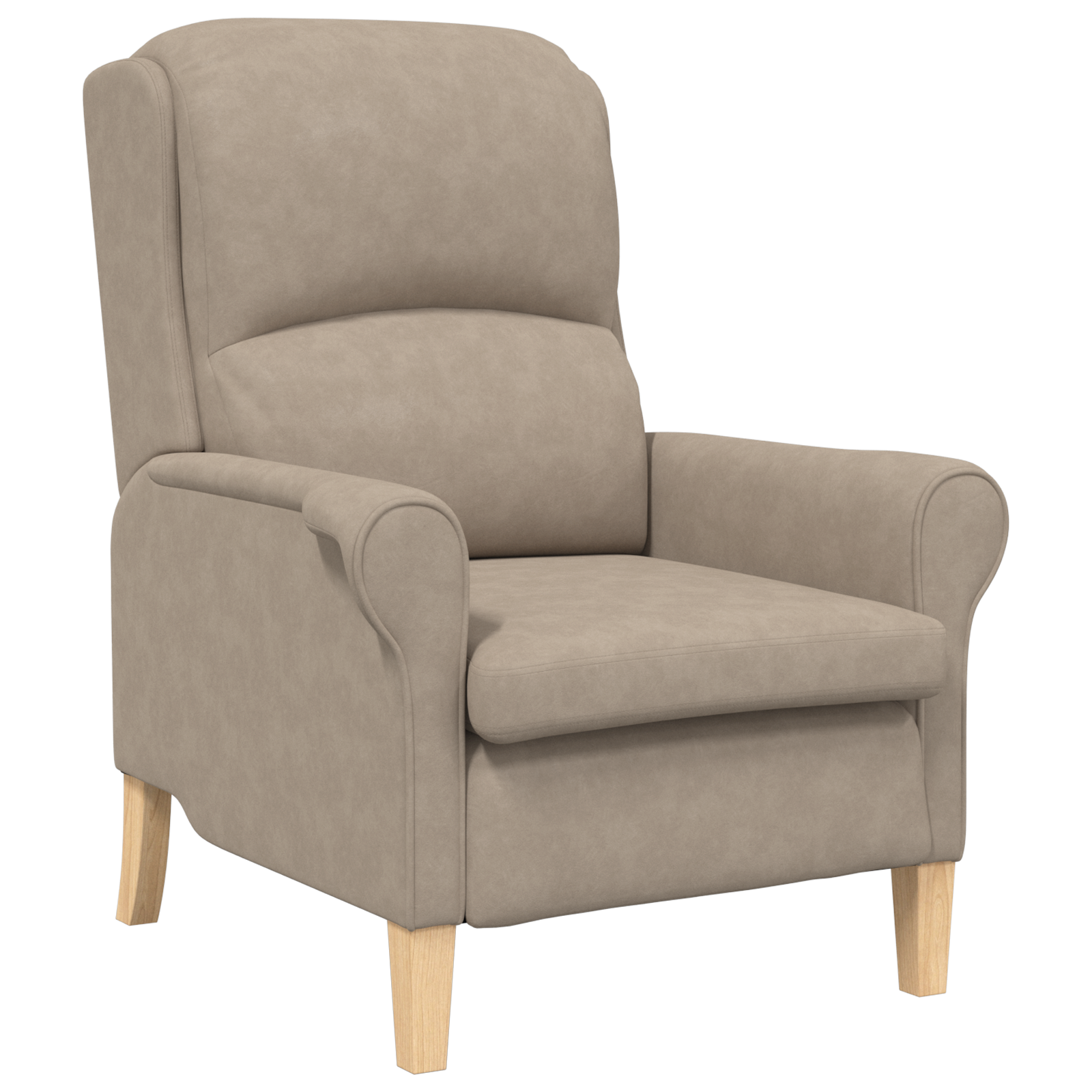 Taupe Armchair Taupe Fabric, Wood Standard Taupe Armchair - Image 2