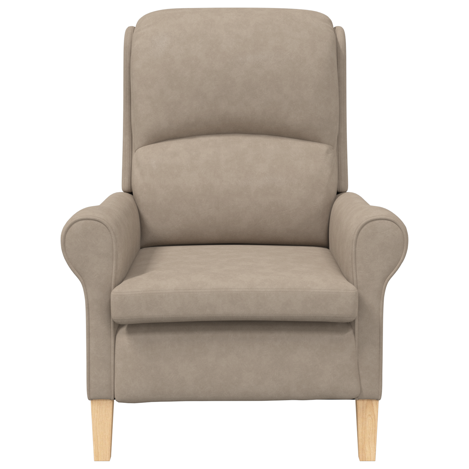Taupe Armchair Taupe Fabric, Wood Standard Taupe Armchair - Image 4
