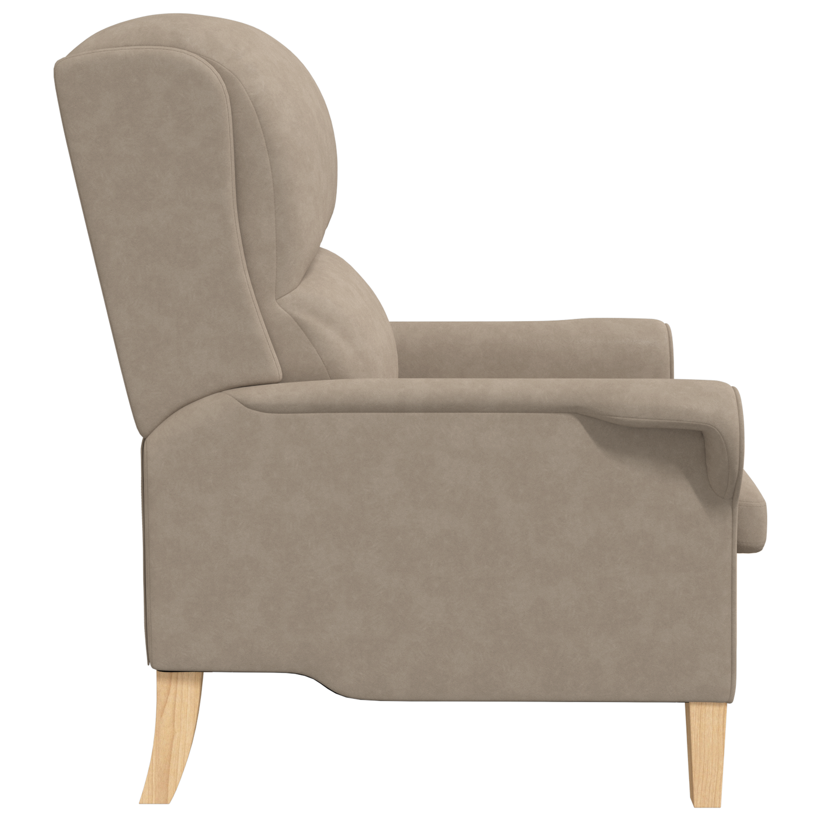 Taupe Armchair Taupe Fabric, Wood Standard Taupe Armchair - Image 5