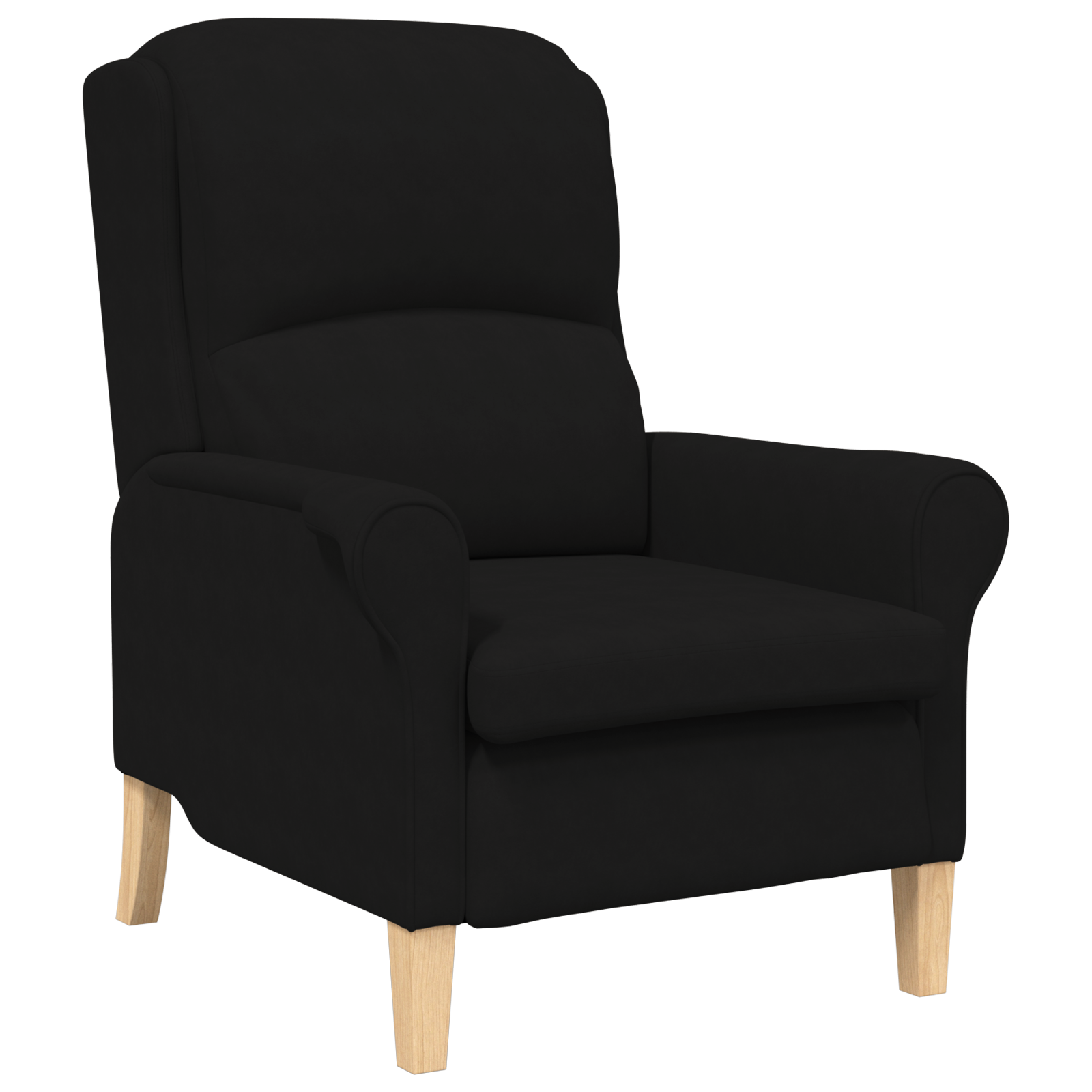 Black Armchair Black Fabric upholstery with wooden legs - Image 2