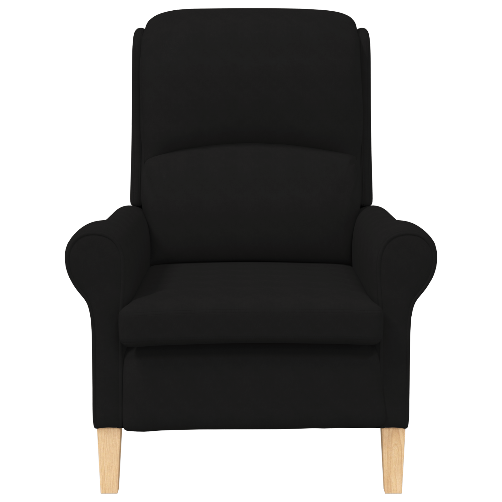 Black Armchair Black Fabric upholstery with wooden legs - Image 4