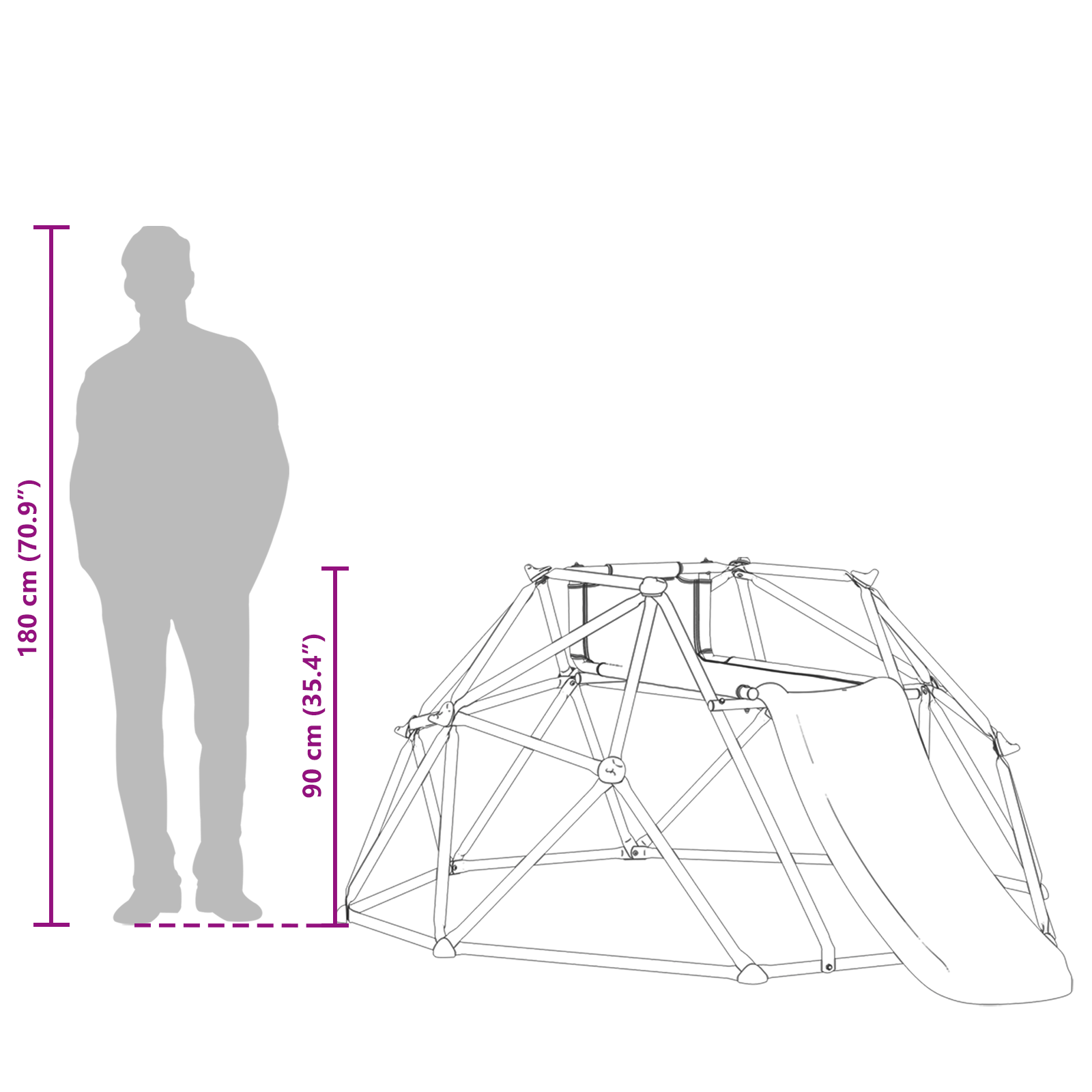Climbing Dome with Slide for Kids 3-10 Years 247 cm 200 kg - Image 8
