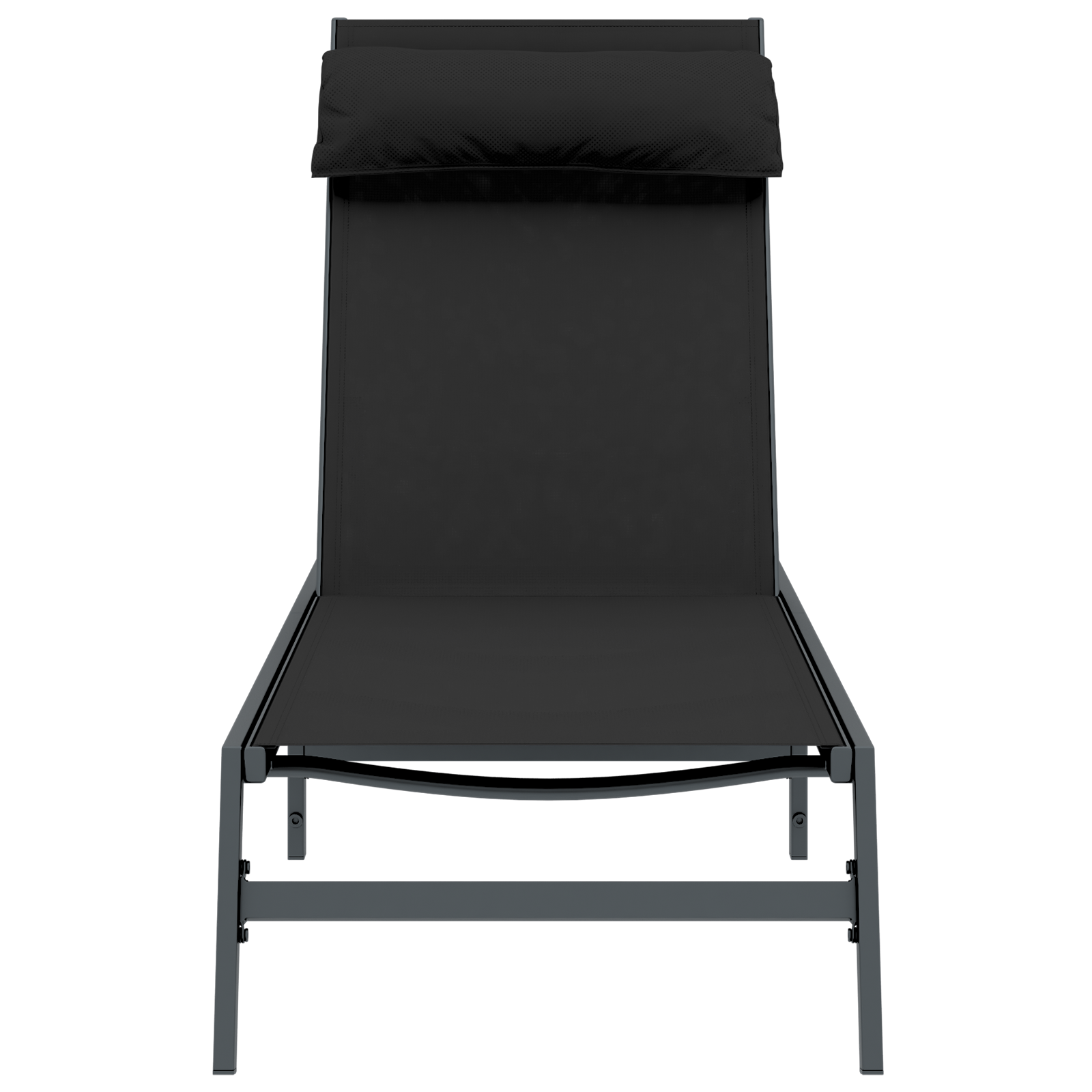 Sun Lounger Black Steel, Textilene Single Adjustable Armrests - Image 4