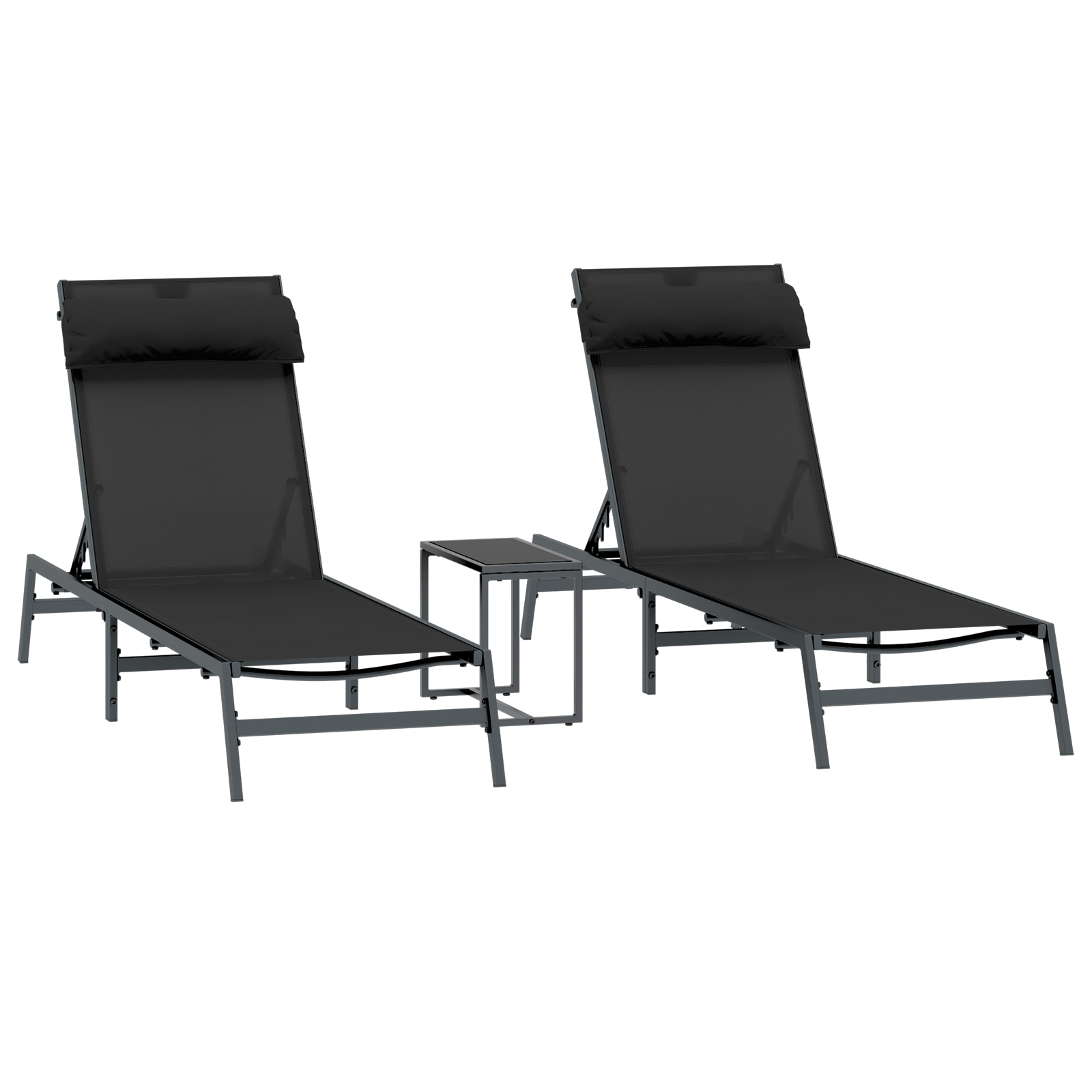 Folding Sun Loungers Black Metal frame, Textilene fabric Standard - Image 2