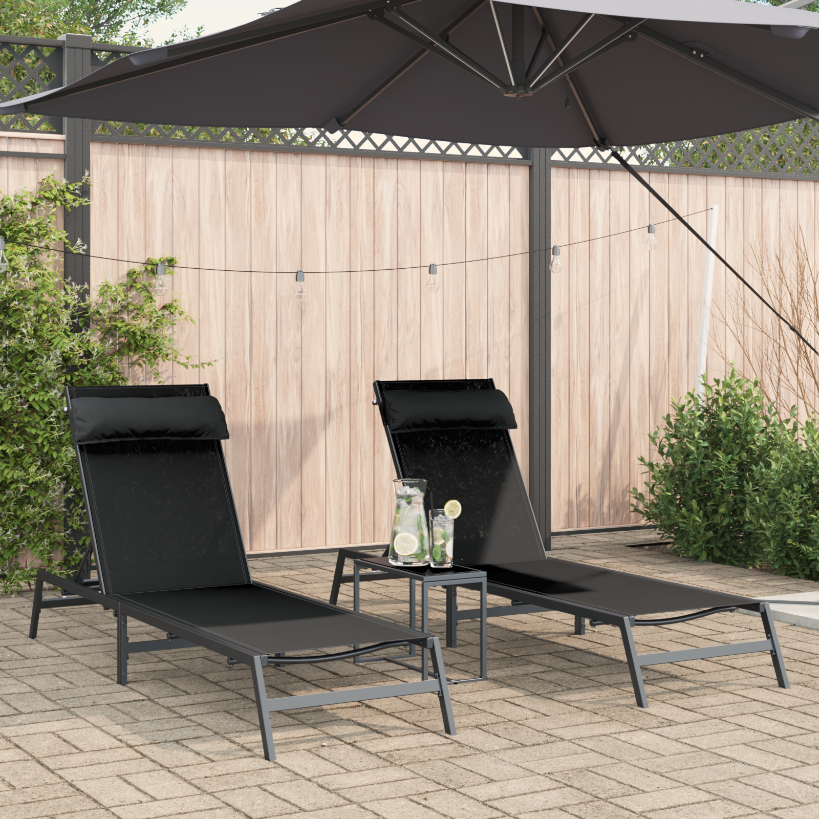 Folding Sun Loungers Black Metal frame, Textilene fabric Standard - Image 4