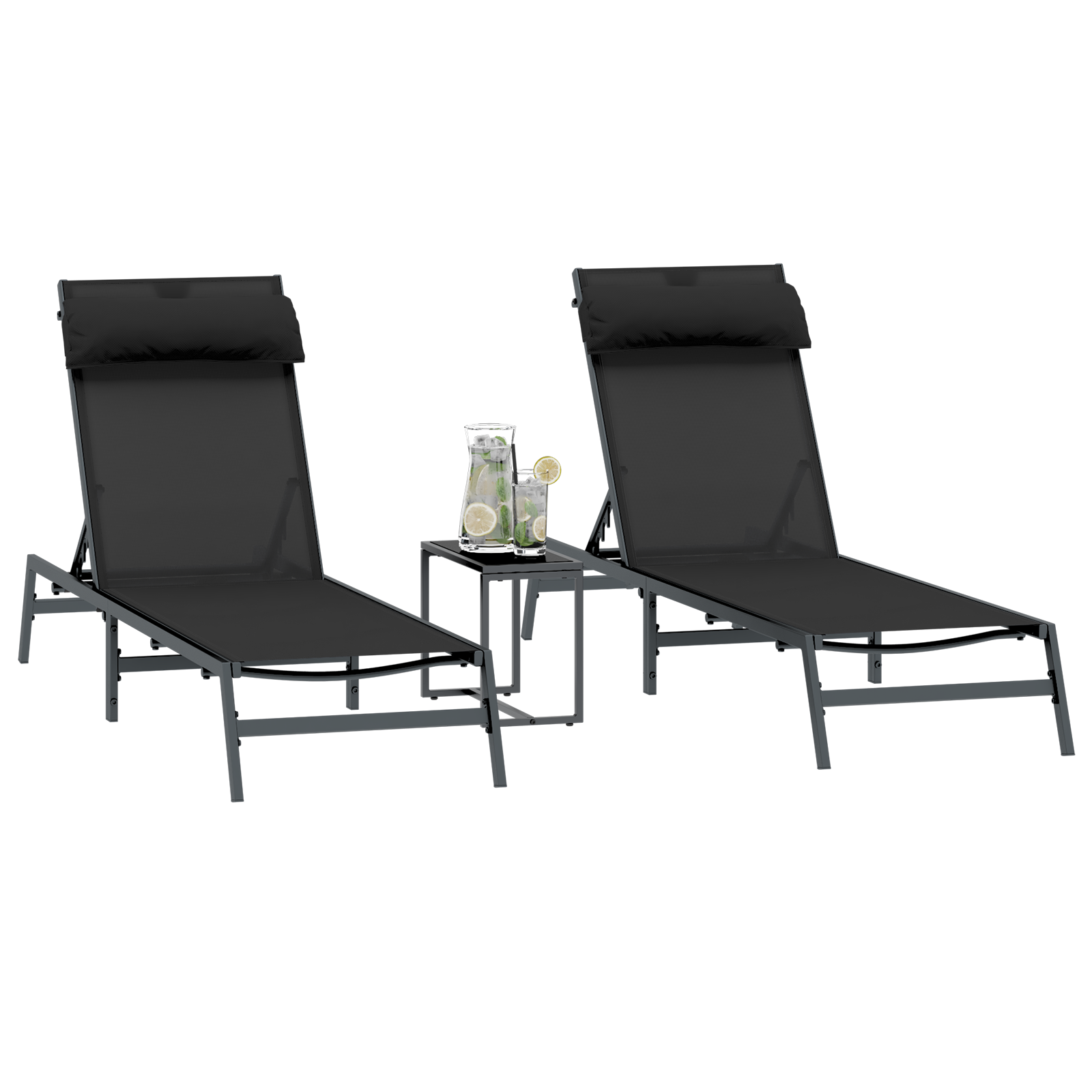 Folding Sun Loungers Black Metal frame, Textilene fabric Standard - Image 3