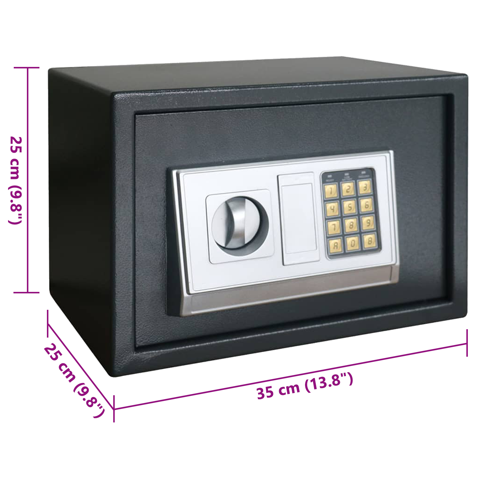 Electronic Digital Safe with Shelf Dark Grey 35x25x25 cm Steel - Image 7