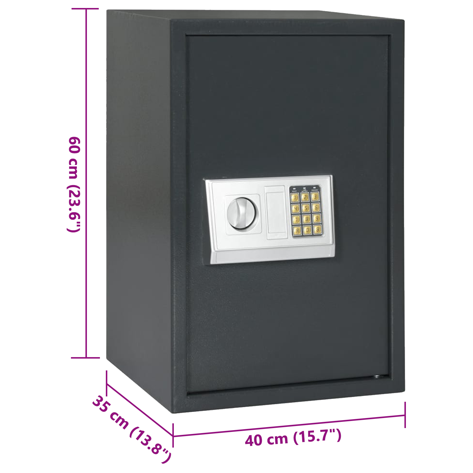 Electronic Digital Safe with Shelf Dark Grey 40x35x60 cm Steel - Image 10