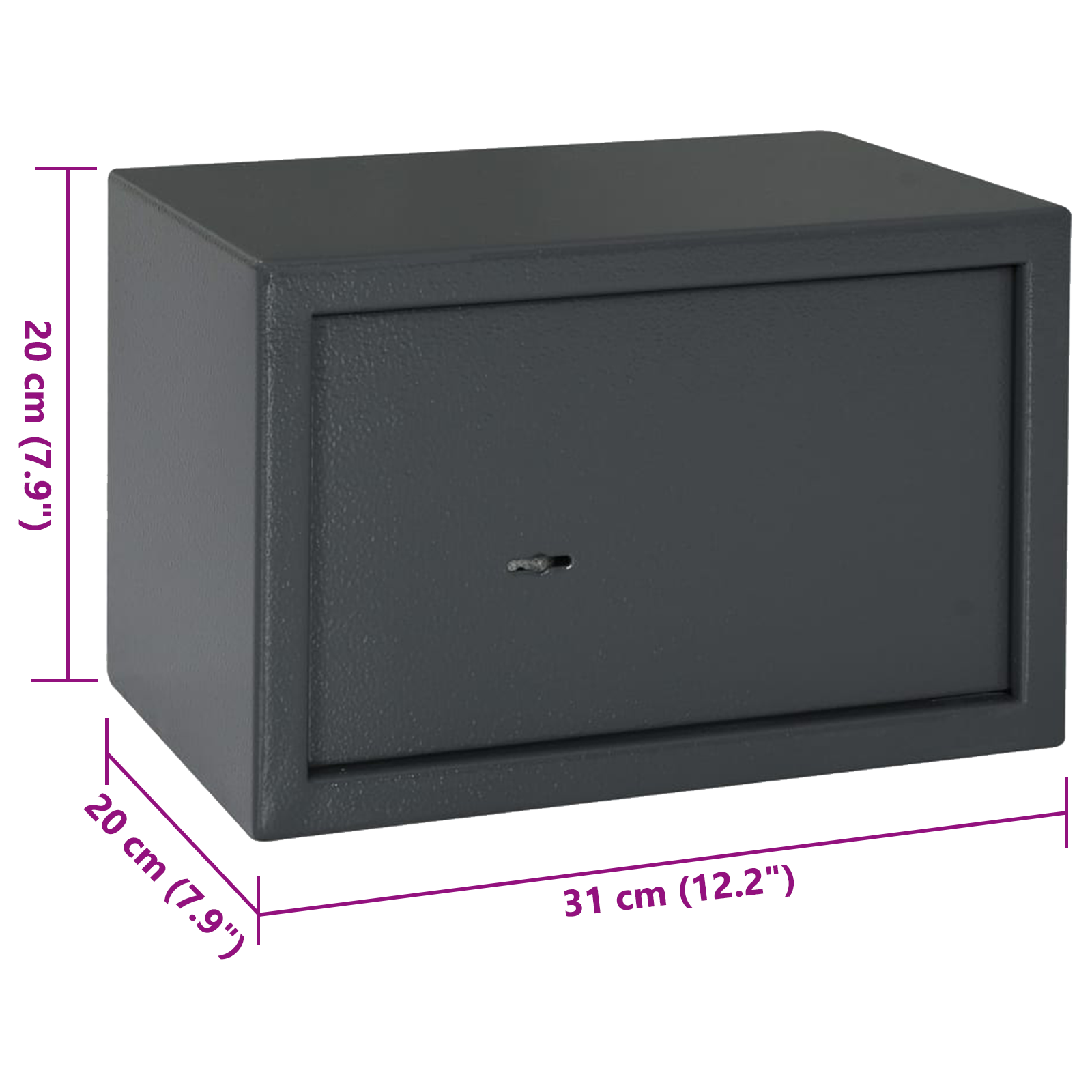 Safe Box with Key Lock Dark Grey 20x31x20 cm Steel - Image 10