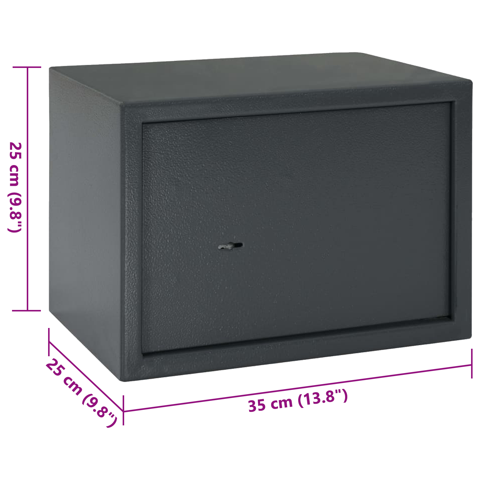 Safe Box with Key Lock Dark Grey 25x35x25 cm Steel - Image 10