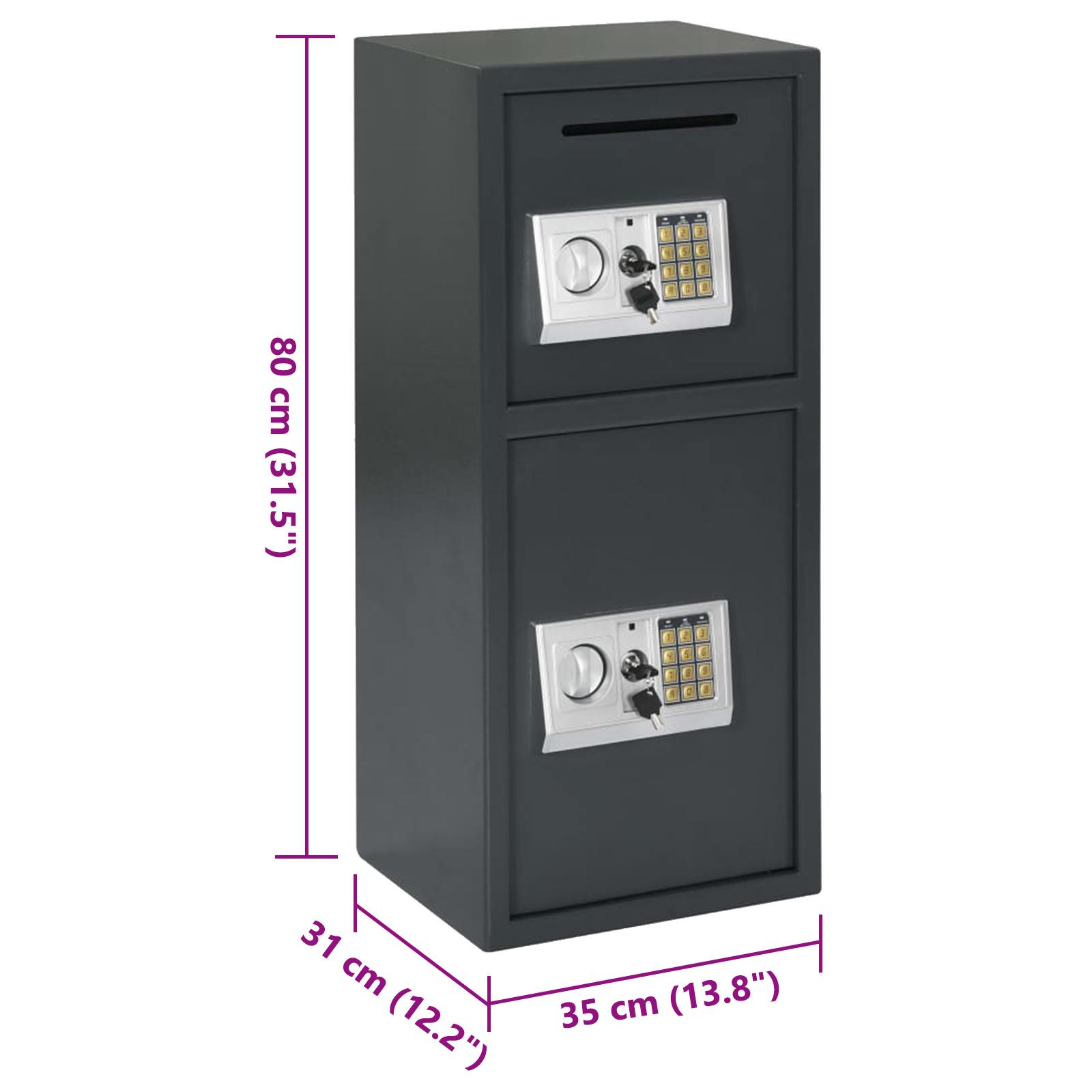 Electronic Digital Safe Dark Grey 35x31x80 cm Steel - Image 10