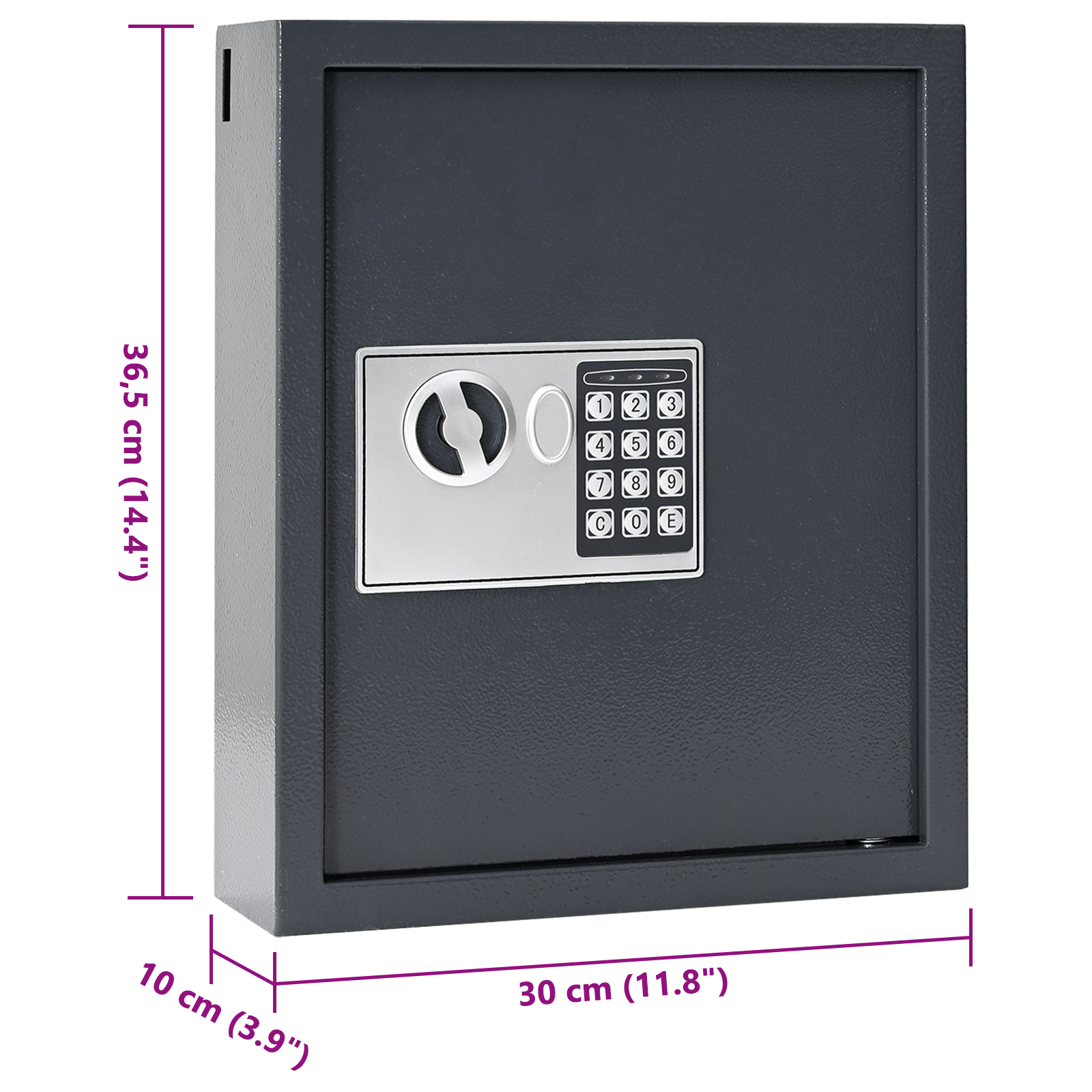 Keypad Lock Safe Gunmetal Grey Steel, Chrome Medium Locks - Image 10