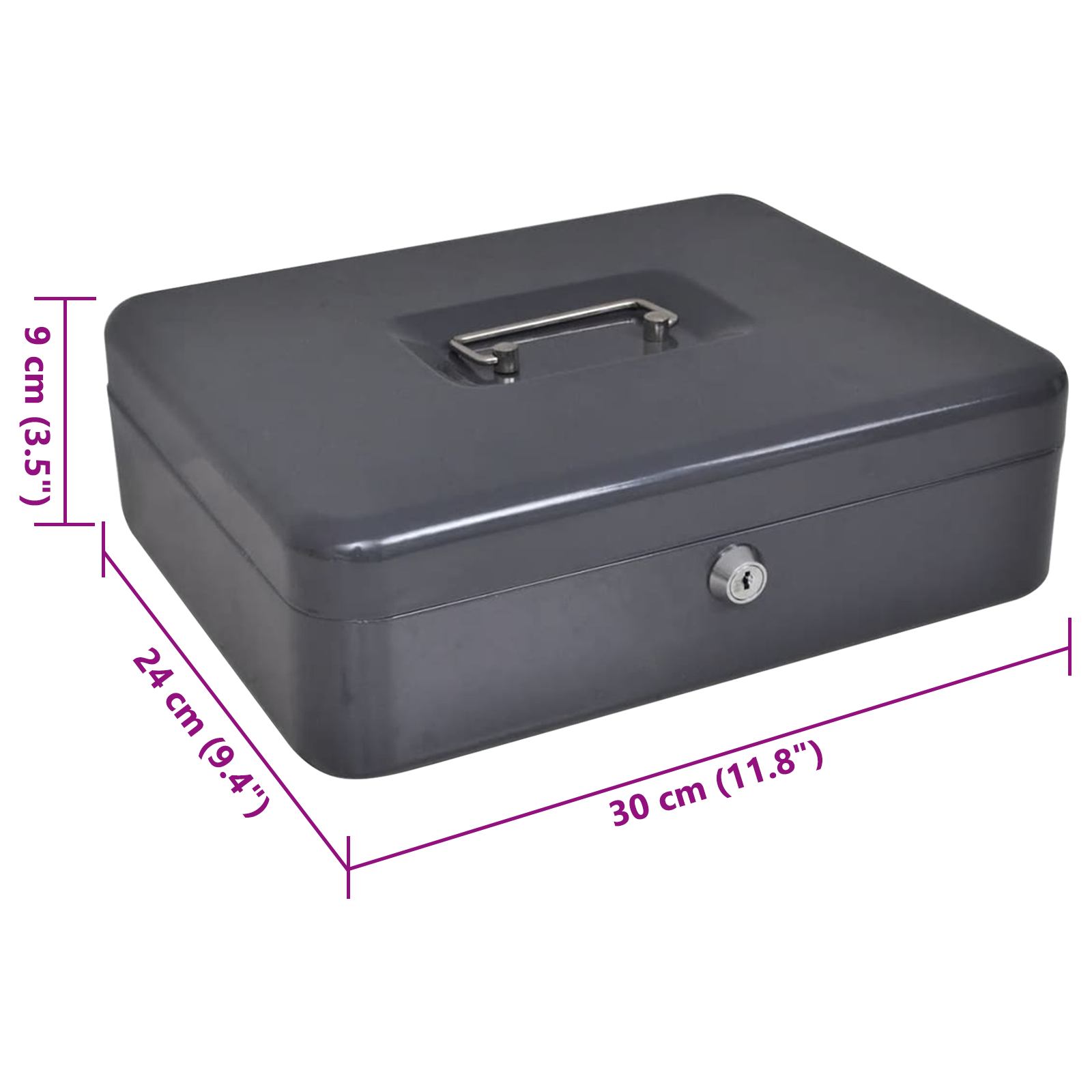 Security Safe Box Dark Grey Steel Medium - Image 5