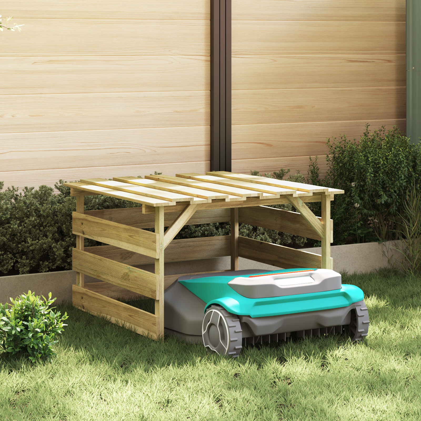 Roboter-Rasenmäher Garage Imprägniertes Holz Kiefer - gartenhelfer-aufbewahrung-gartenschuppen - Your Garden Eden