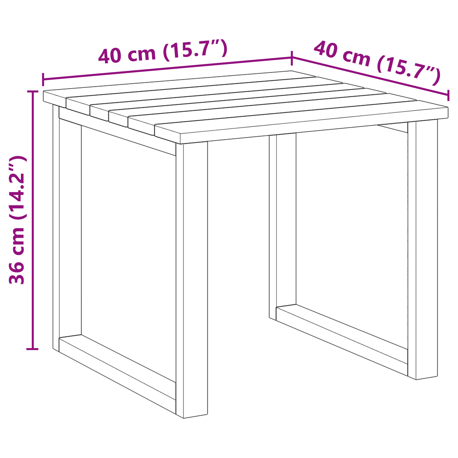 Sunbed Table 40x40x36 cm Impregnated Pinewood - Image 9