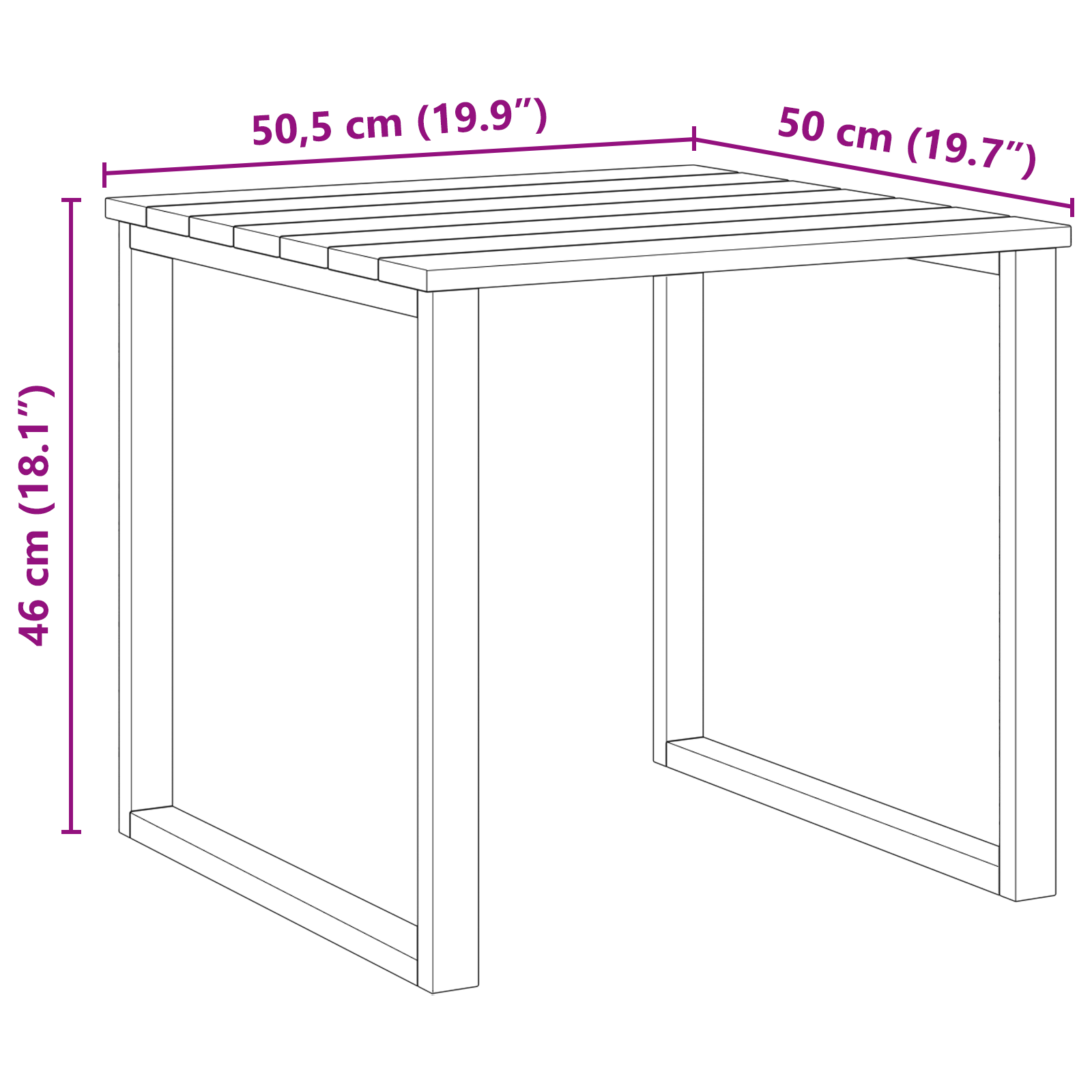 Sunbed Table 50.5x50.5x46 cm Impregnated Pinewood - Image 9