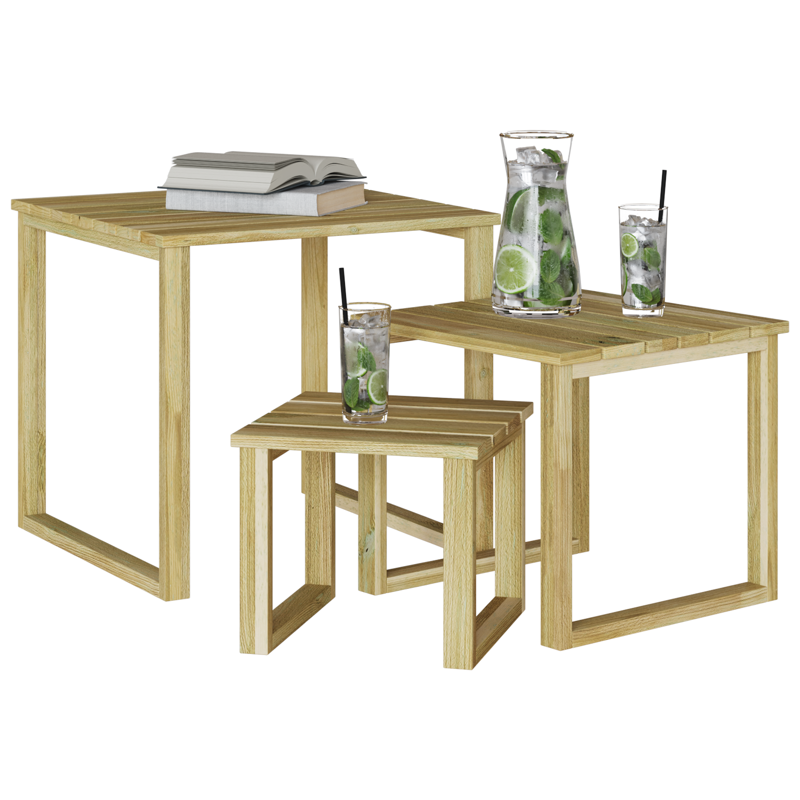 Thumbnail - vidaXL 3-teiliges Sonnenbett Tisch Set aus massivem Akazienholz