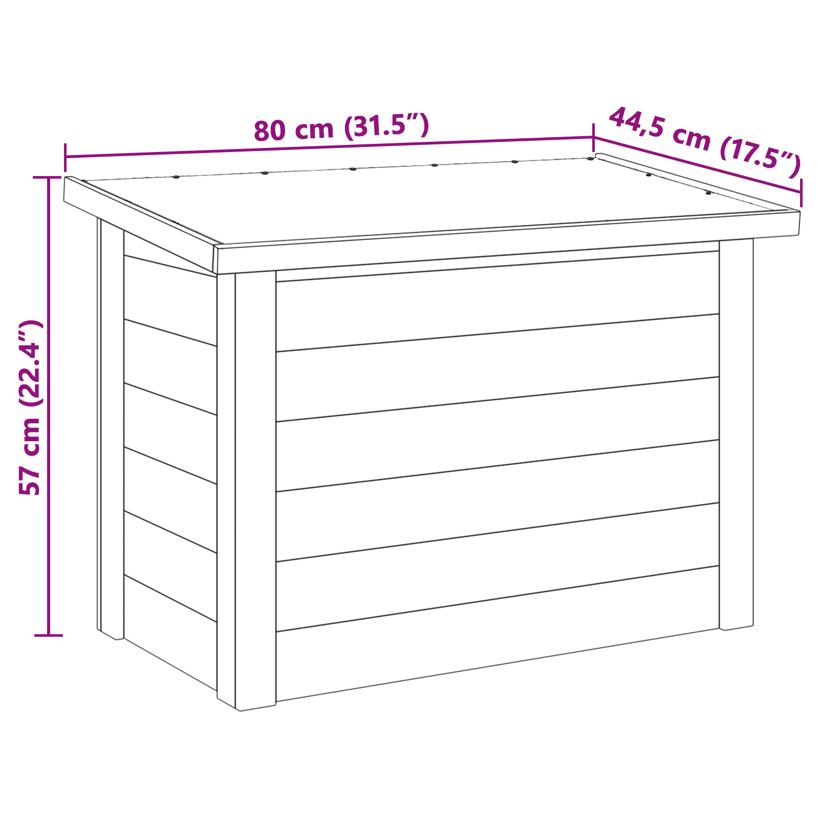 Aufbewahrungsbox 44x80x57 cm imprägniertes Kiefernholz - gartenmoebel-boxen - Your Garden Eden