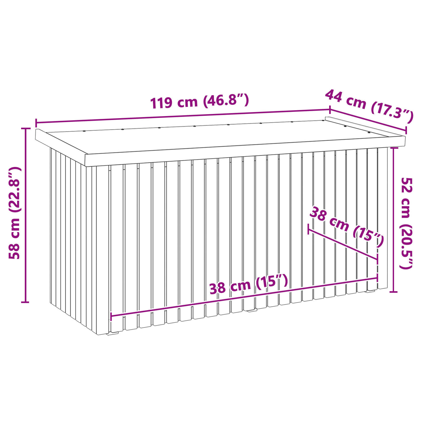 Aufbewahrungsbox 119x44x58,5 cm behandeltes Kiefernholz - gartenmoebel-boxen - Your Garden Eden