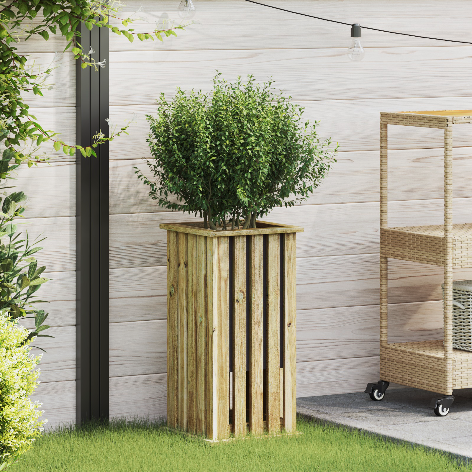 Garden Planter with Liner 33x33x65 cm Impregnated Wood Pine
