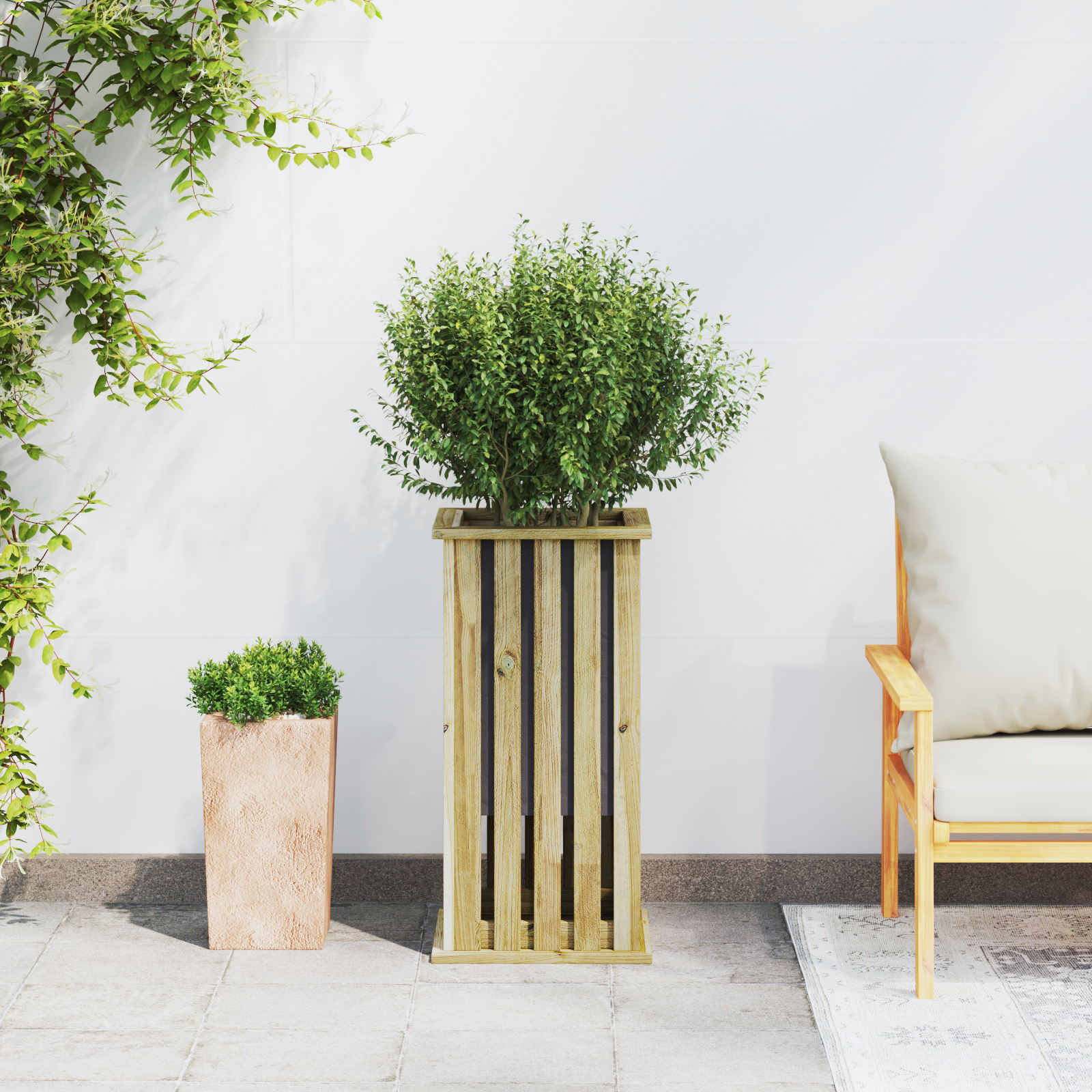 Garden Planter with Liner 33x33x65 cm Impregnated Wood Pine - Image 4