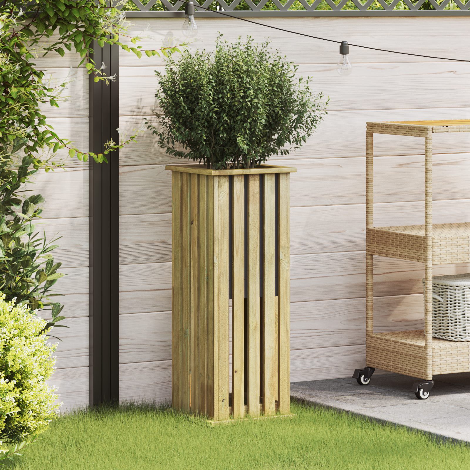 Tuinplantbak met Voering 33x33x85 cm Geïmpregneerd Vurenhout