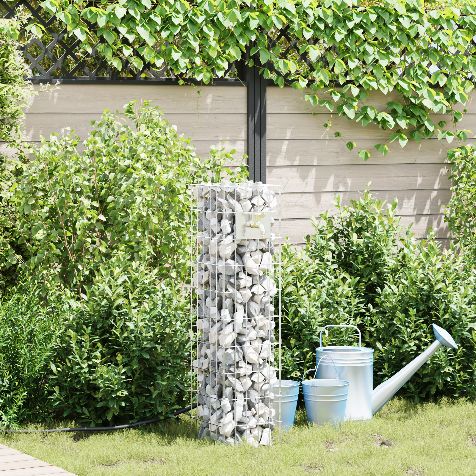 Gabion Kolom met Waterkraan 100x25x25 cm 304 Roestvrij staal