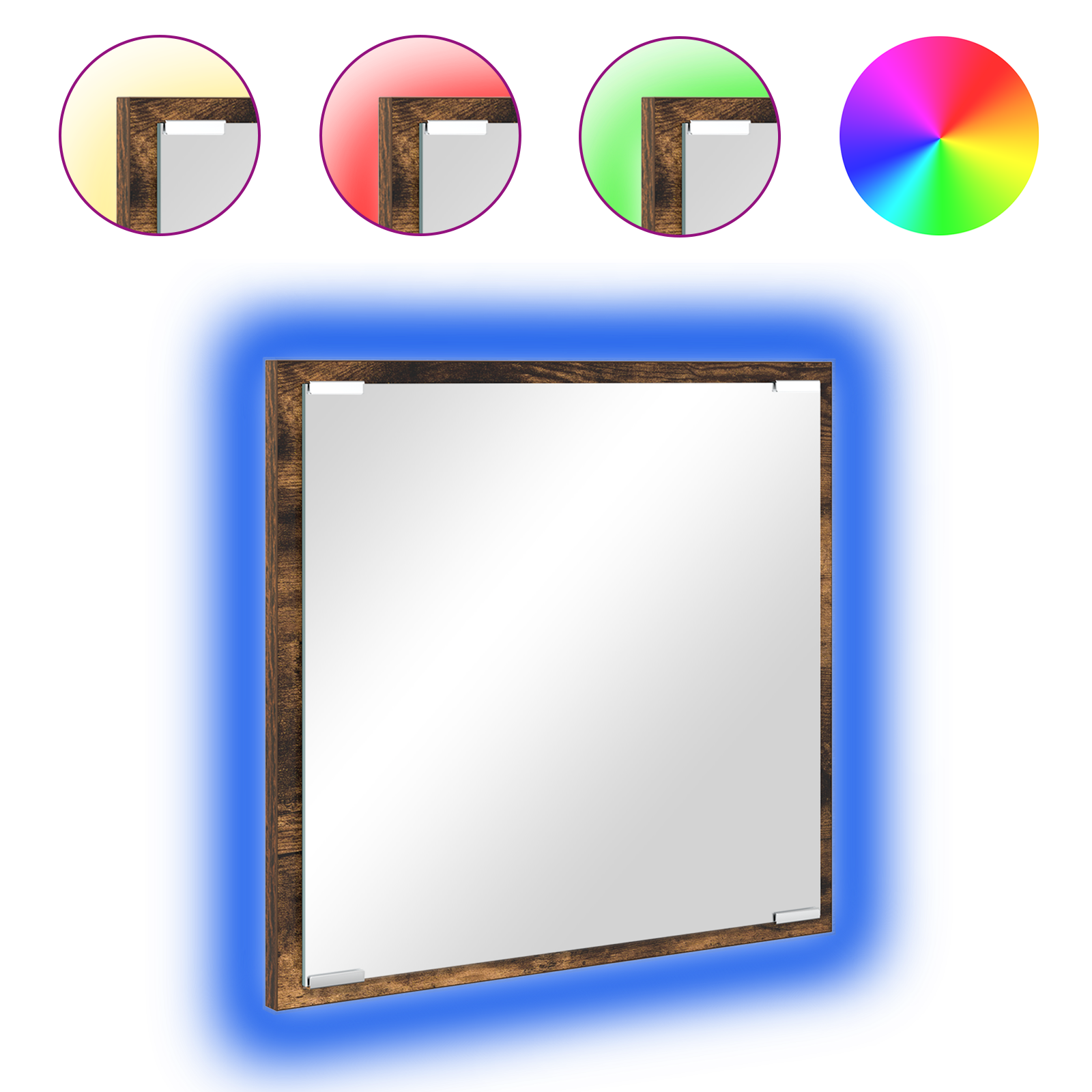 LED Bathroom Mirror Smoked Oak 40x8.5x37 cm Engineered Wood - Image 3