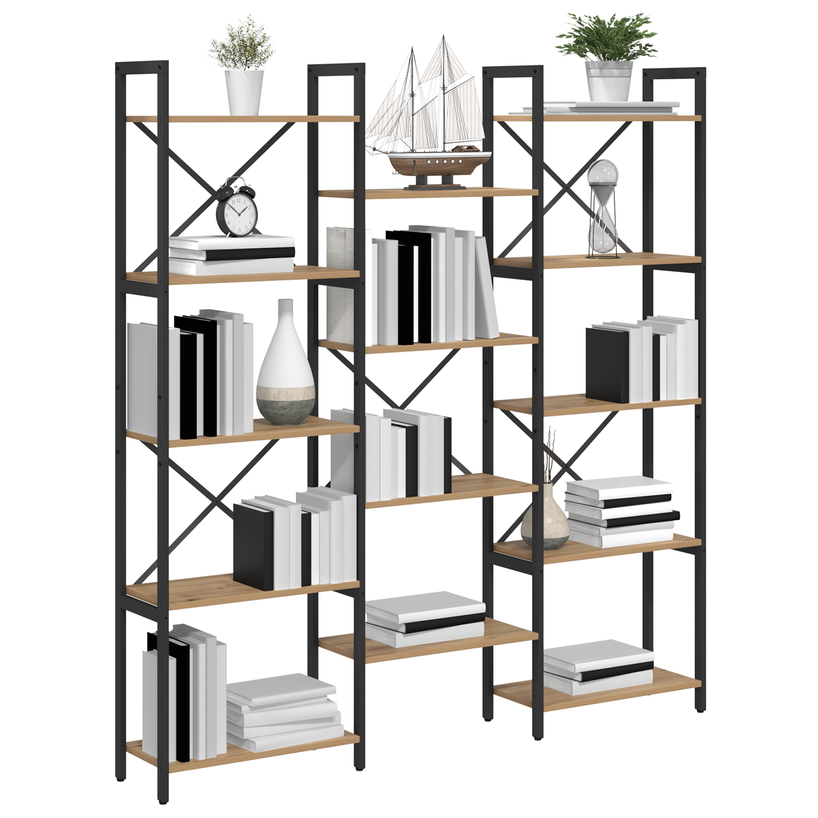 Thumbnail - vidaXL Regal Eiche handwerklich 156 x 25 x 167.5 cm Holzwerkstoff