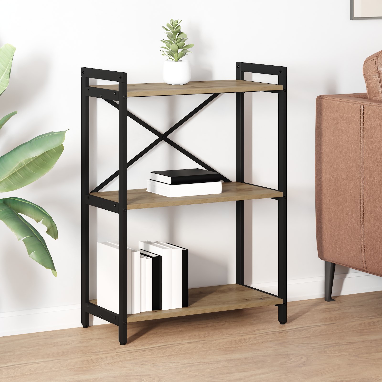 vidaXL Bibliotecă stejar artizanal 60 x 30 x 83 cm Lemn compozit