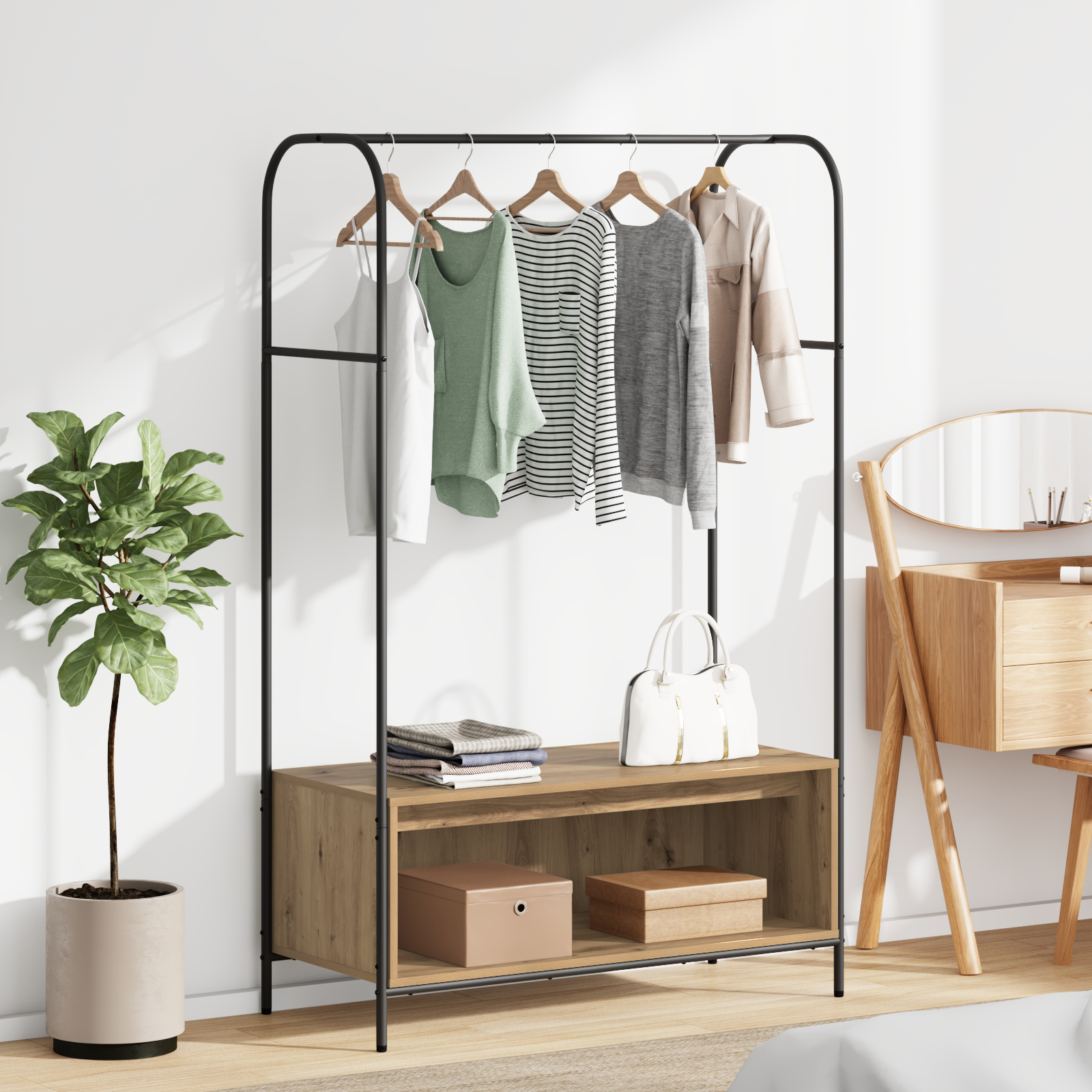 Kledingrek met Planken van Artisan Eiken 100x44x160 cm