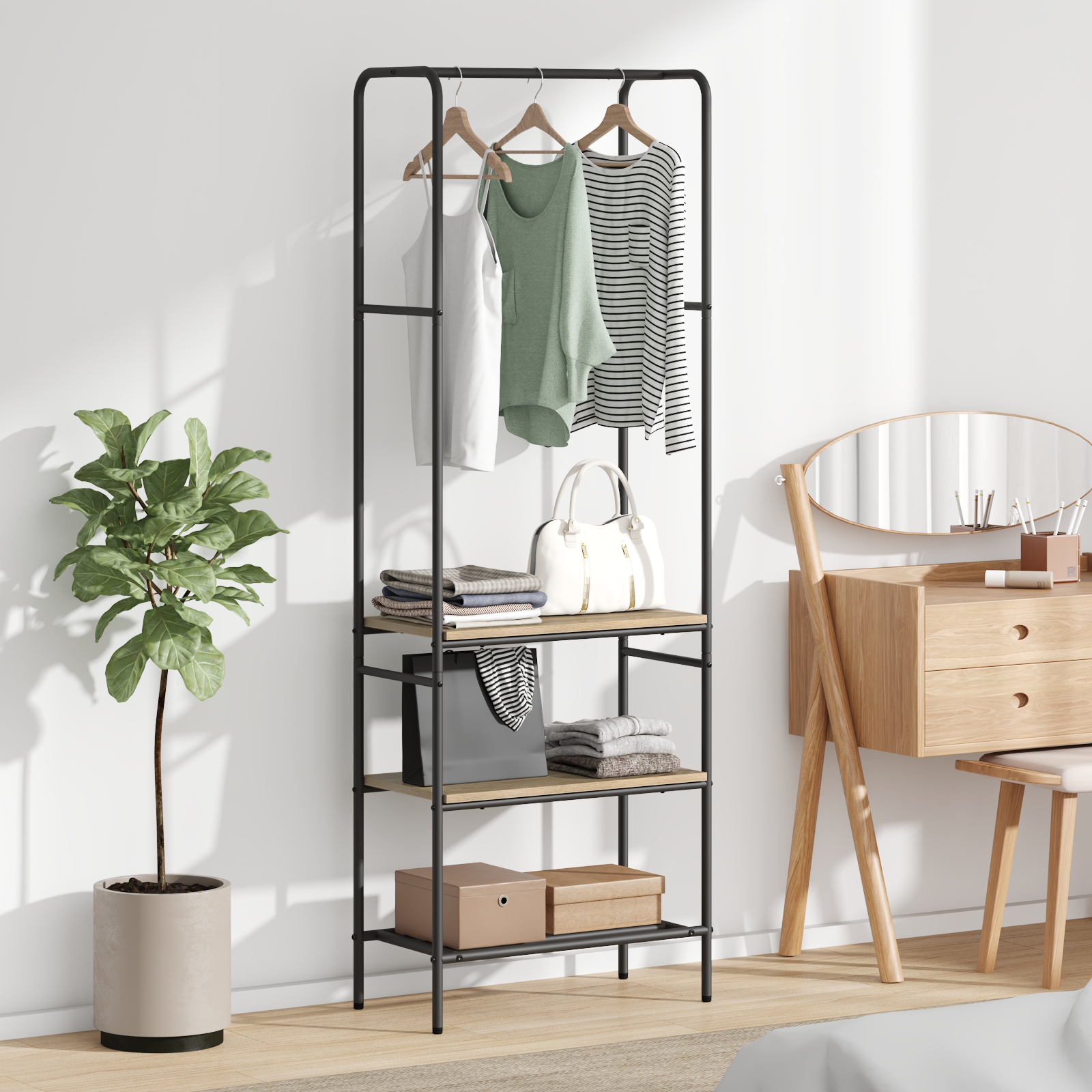 Kledingrek met planken met plank Sonoma eiken 60 x 30 x 171 cm