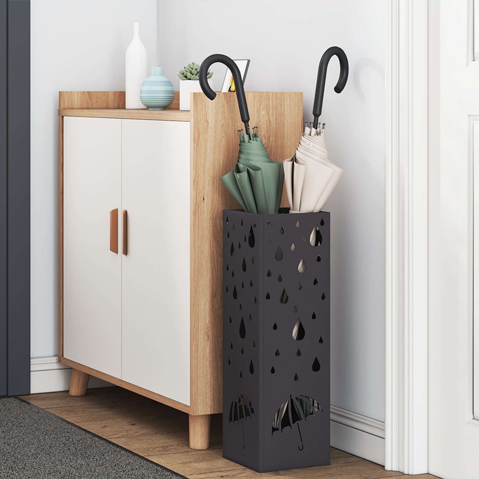 Umbrella Stand Black Metal Medium Pattern Black Umbrella Stand - Image 3