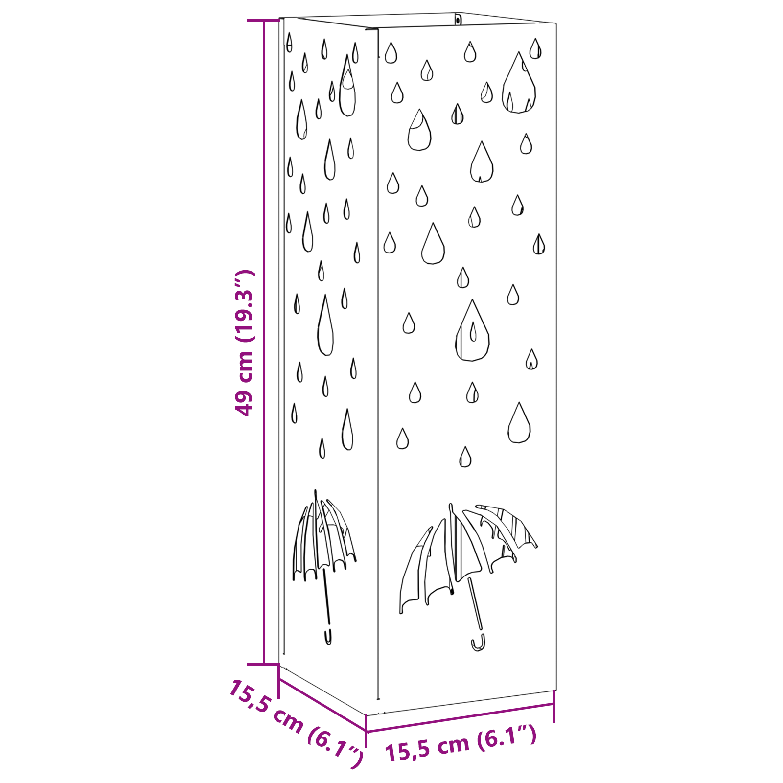 Umbrella Stand Black Metal Medium Pattern Black Umbrella Stand - Image 7